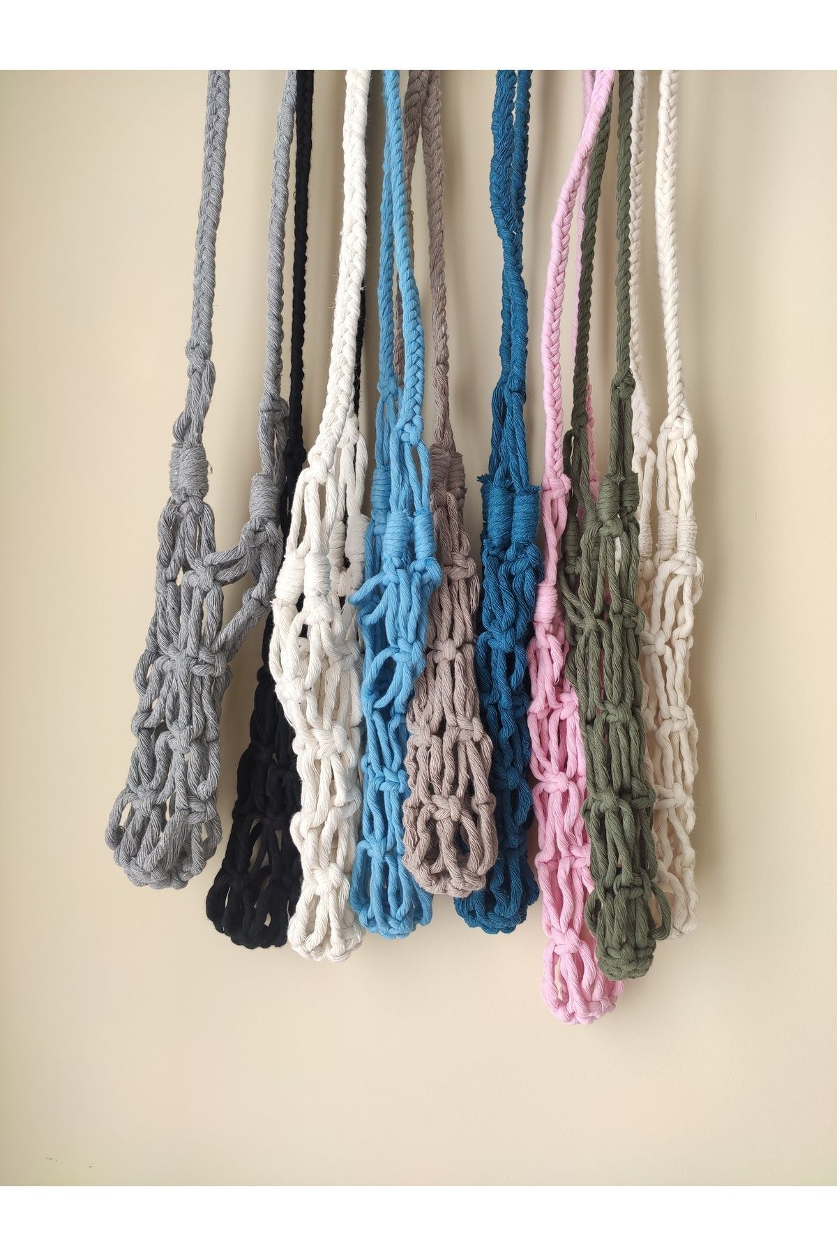 HANIMKIZ-حافظة زجاجة مياه على شكل عنكبوت من Macrame، حقيبة زجاجة ديتوكس، حقيبة زجاجة مياه 7