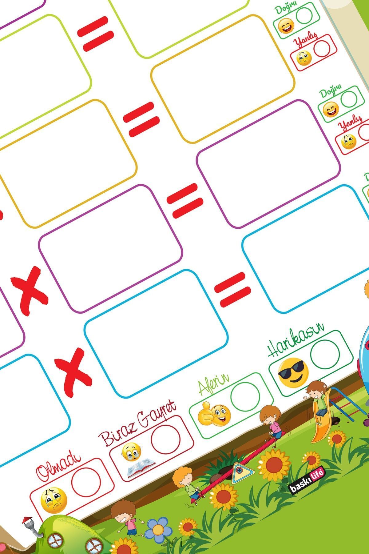 Baskı Life-Summer Delete Set of 5 Fun Division, Multiplication, Subtraction, Addition - A4 PVC Cardboard 6