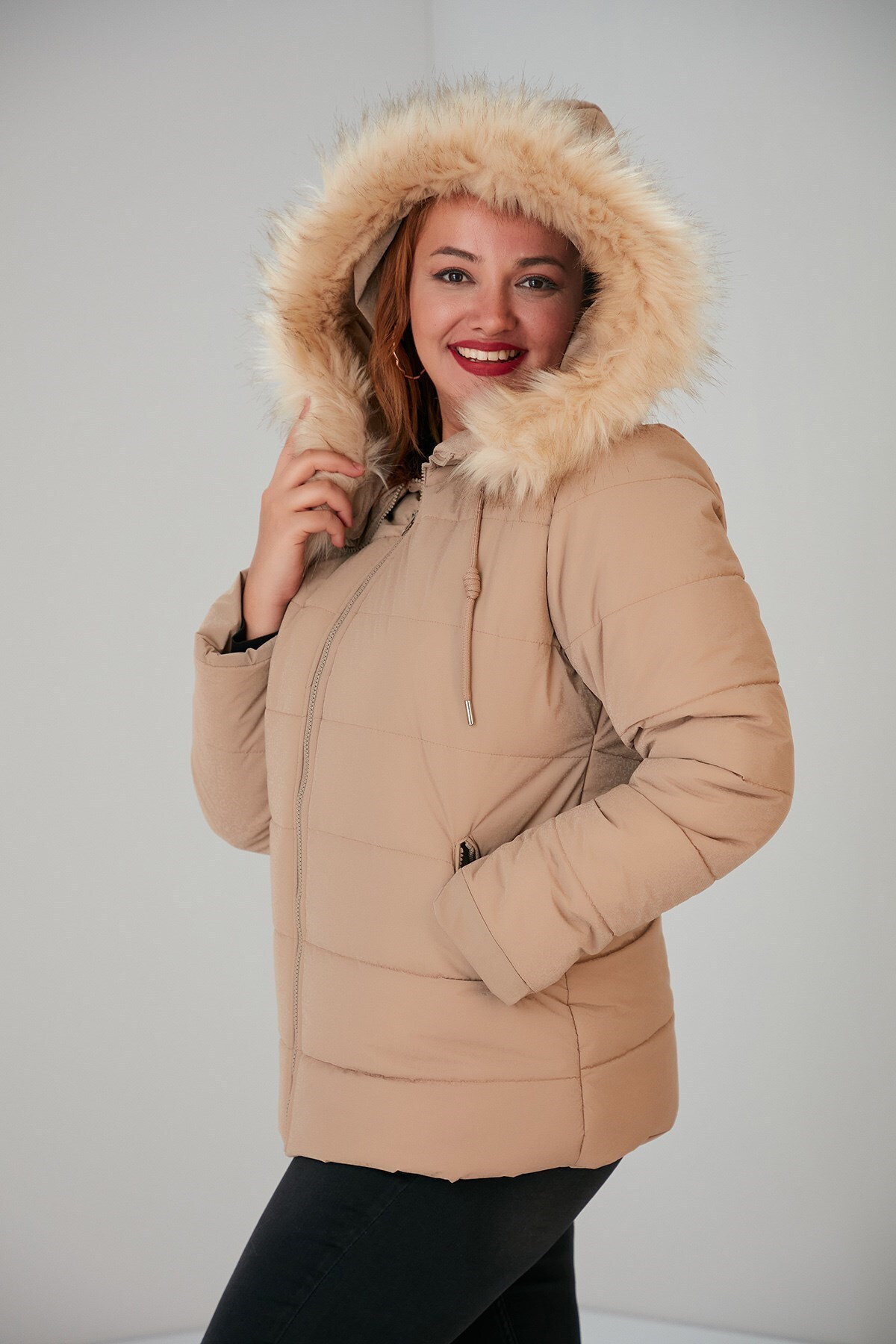 RMG-Plus Size Mink Coat with Fur Hood 4