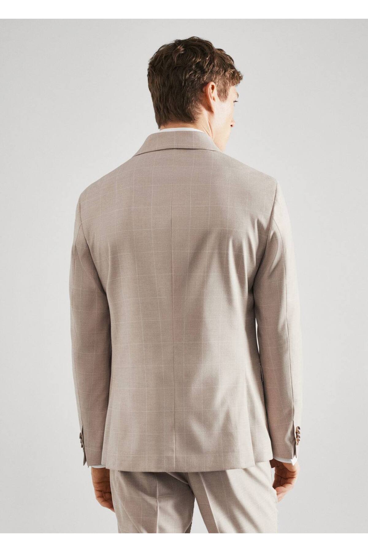 ژاکت مردانه بژ منگو | 57010543 اورجینال - تصویر 4