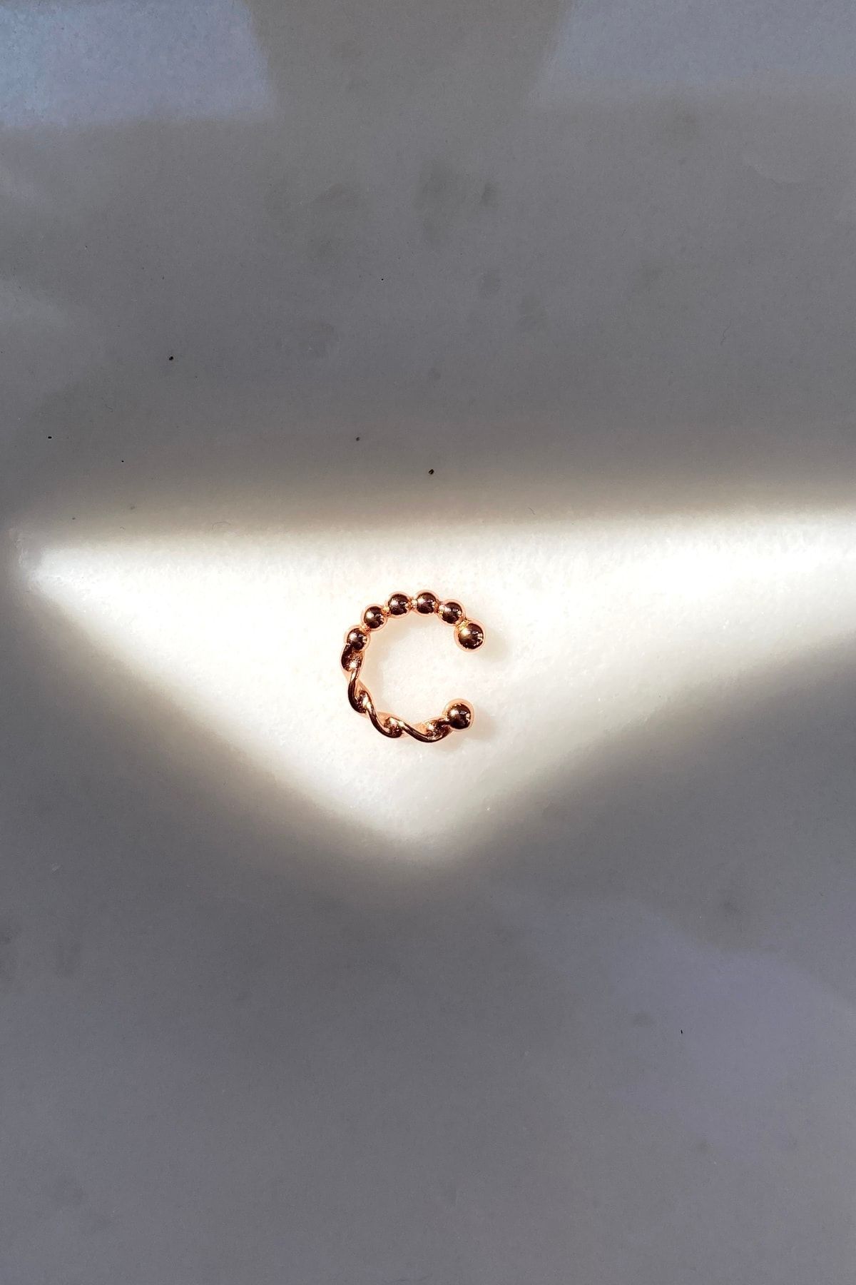 Kadın Rose Gold Çift Taraflı Kıkırdak Küpe