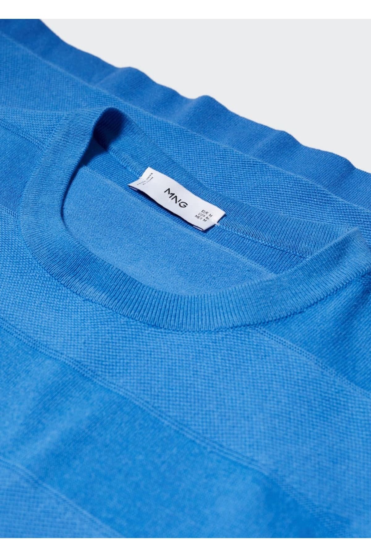 تی شرت آبی مردانه لباس بافتنی پنبه راه t shirt MANGO Man