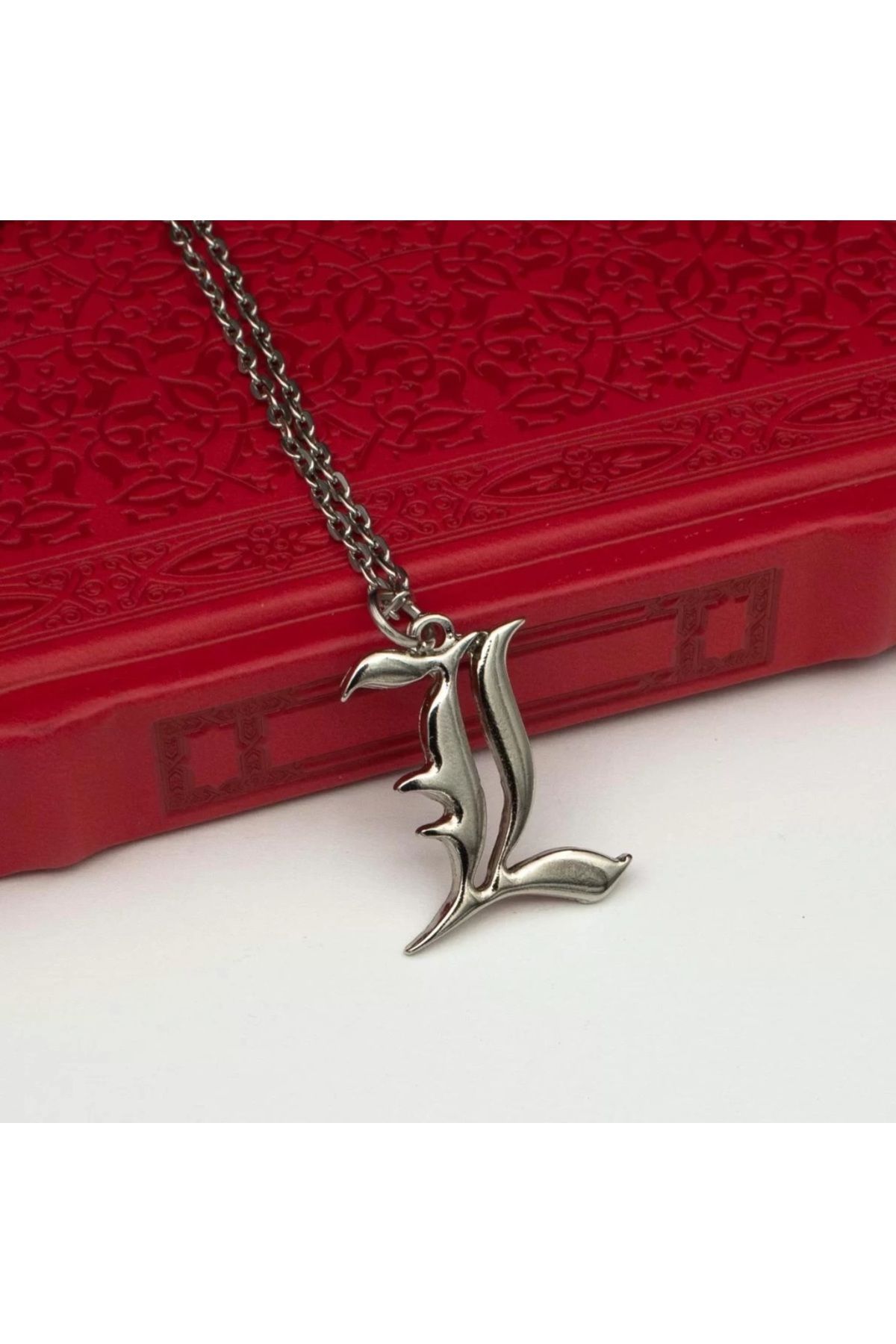 medoekonsept-Death Note L Necklace Ryuzaki Anime Necklace Silver 4
