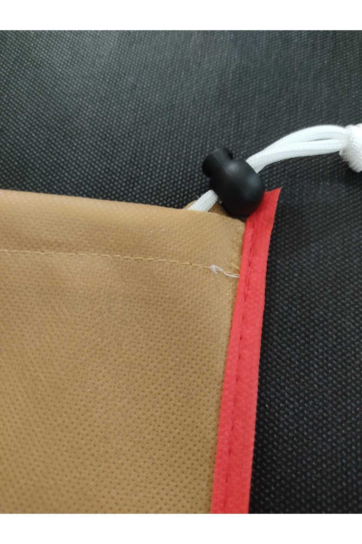 Halı Kılıfı, 4 M² Halı Için 180*40 Cm, Halı Hurç, Halı Saklama Koruyucu Ve Taşıma Ambalaj Torbası, Bej Renk-Kenar şerit Kırmızı