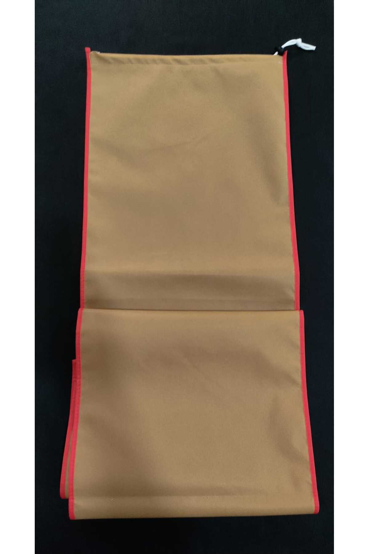 Halı Kılıfı, 4 M² Halı Için 180*40 Cm, Halı Hurç, Halı Saklama Koruyucu Ve Taşıma Ambalaj Torbası, Bej Renk-Kenar şerit Kırmızı