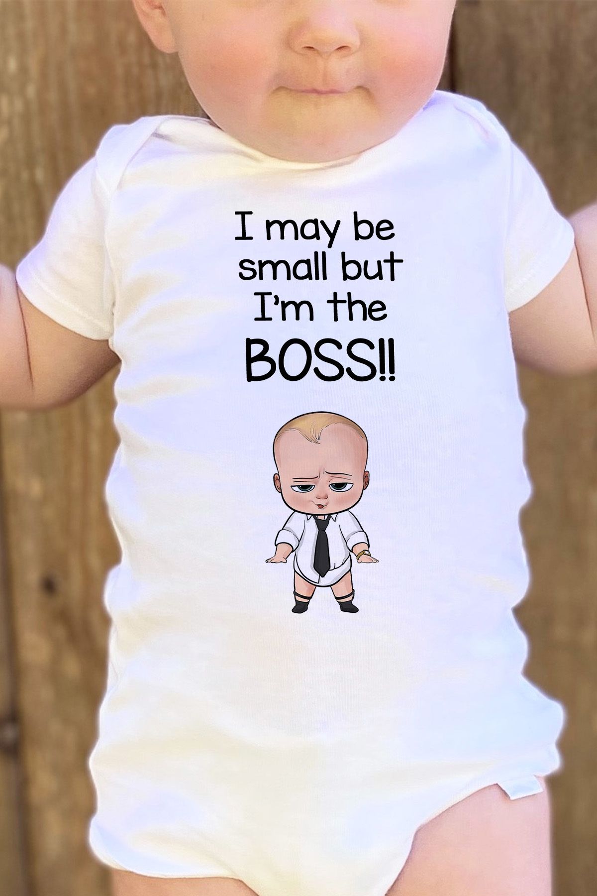 Overoz Органический 100% хлопок Застежка-кнопка Boss Baby I May Be Small But I Am The Boss Baby Badi Zıbın 5207 OVEROZBABY5207