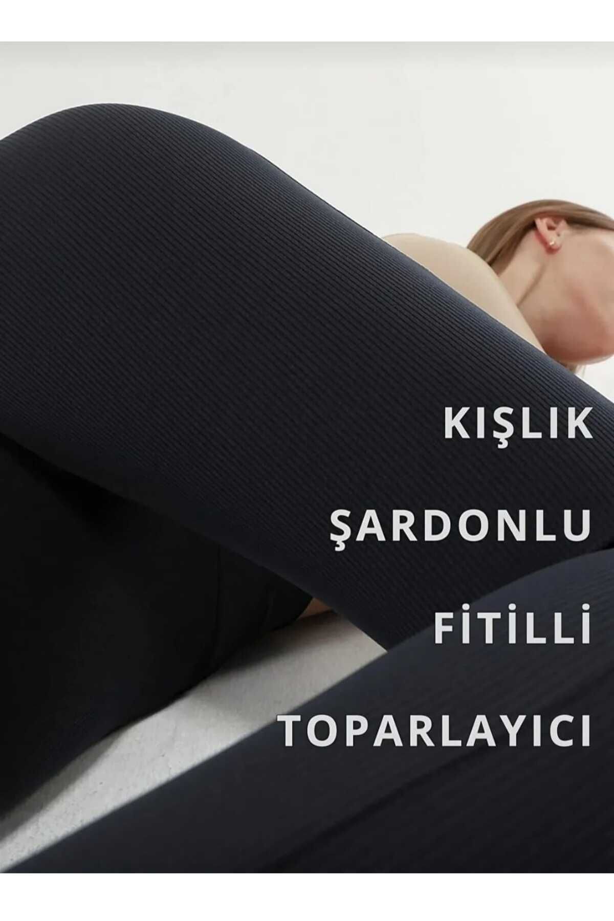 Gezen Çorap Colanți Negri Pentru Damă Cu Nervuri, Jambiere De Restaurare Cu Talie Înaltă, Colanți Sport Cu Fleece În Interior Înălțat8684008366607
