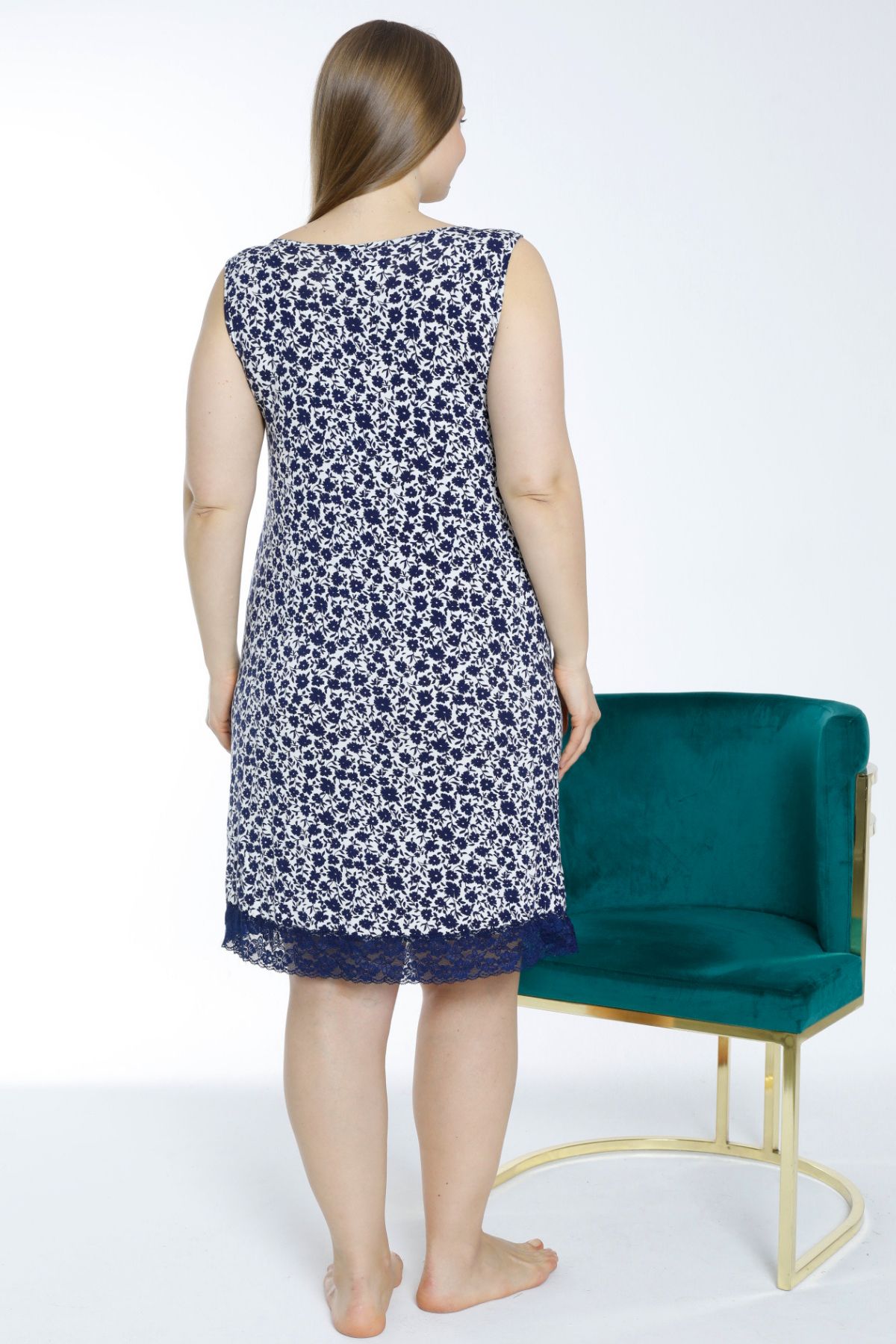 Lagertha by İntensive-Plus Size Patterned Lycra Viscose Nightgown 3