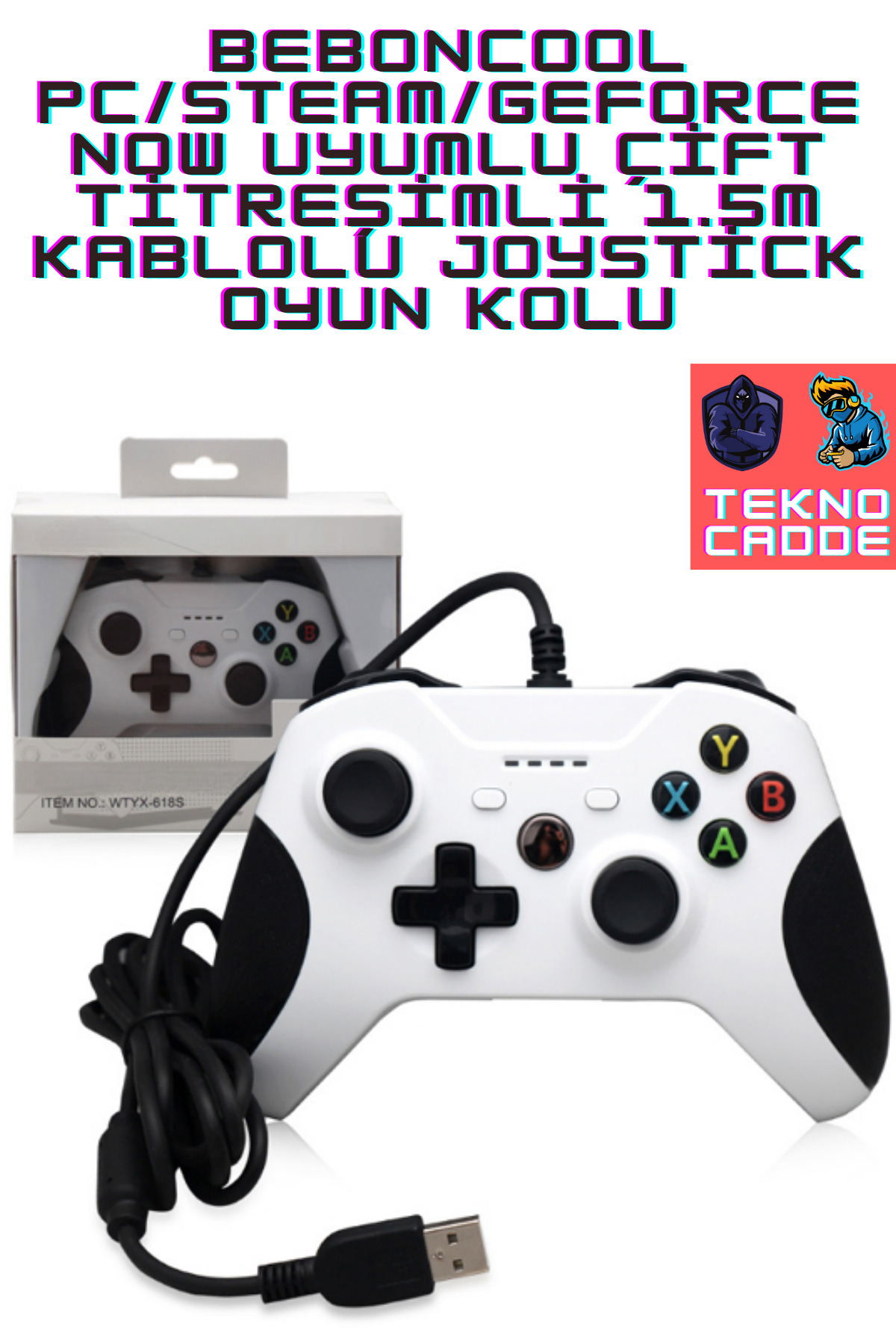 Windows PC/Steam/Geforce Now/Gamepass Uyumlu 1.5m Kablolu Titreşimli Oyun Kolu Joystick