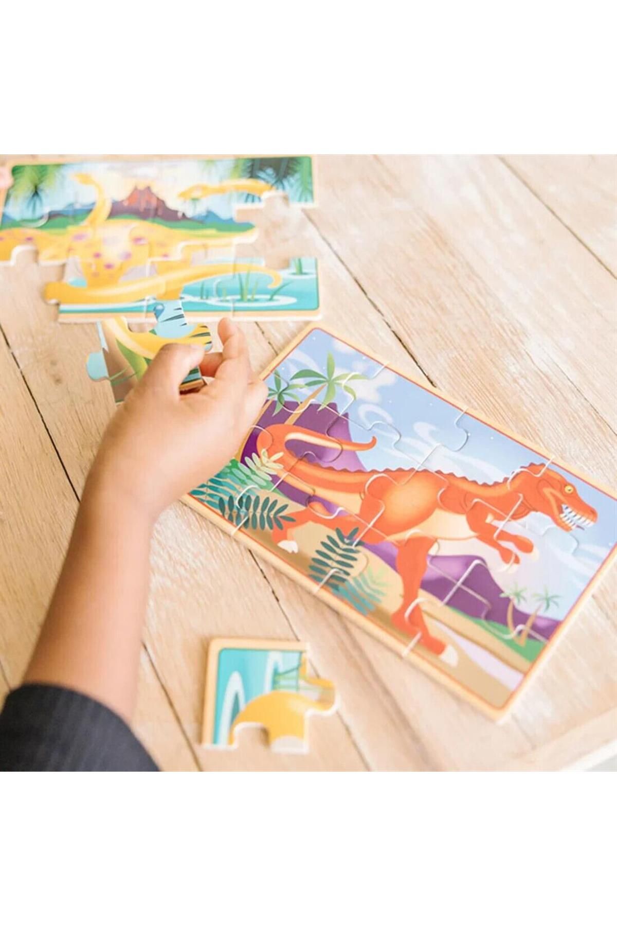 پازل Melissa Doug مجموعه چوبی 12 x 4 دایناسورها Melissa & Doug
