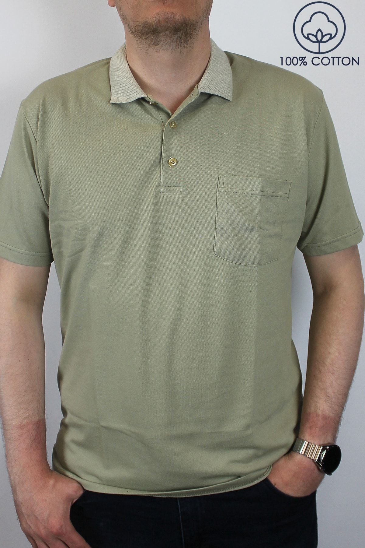 TANİŞ GİYİM 100% Bumbac Mercerizat, Anti-transpirație, Obișnuit, Cu Croiala Largă, Tip Fagure, Tricou Cu Buzunar Pentru Gât Masculin - L