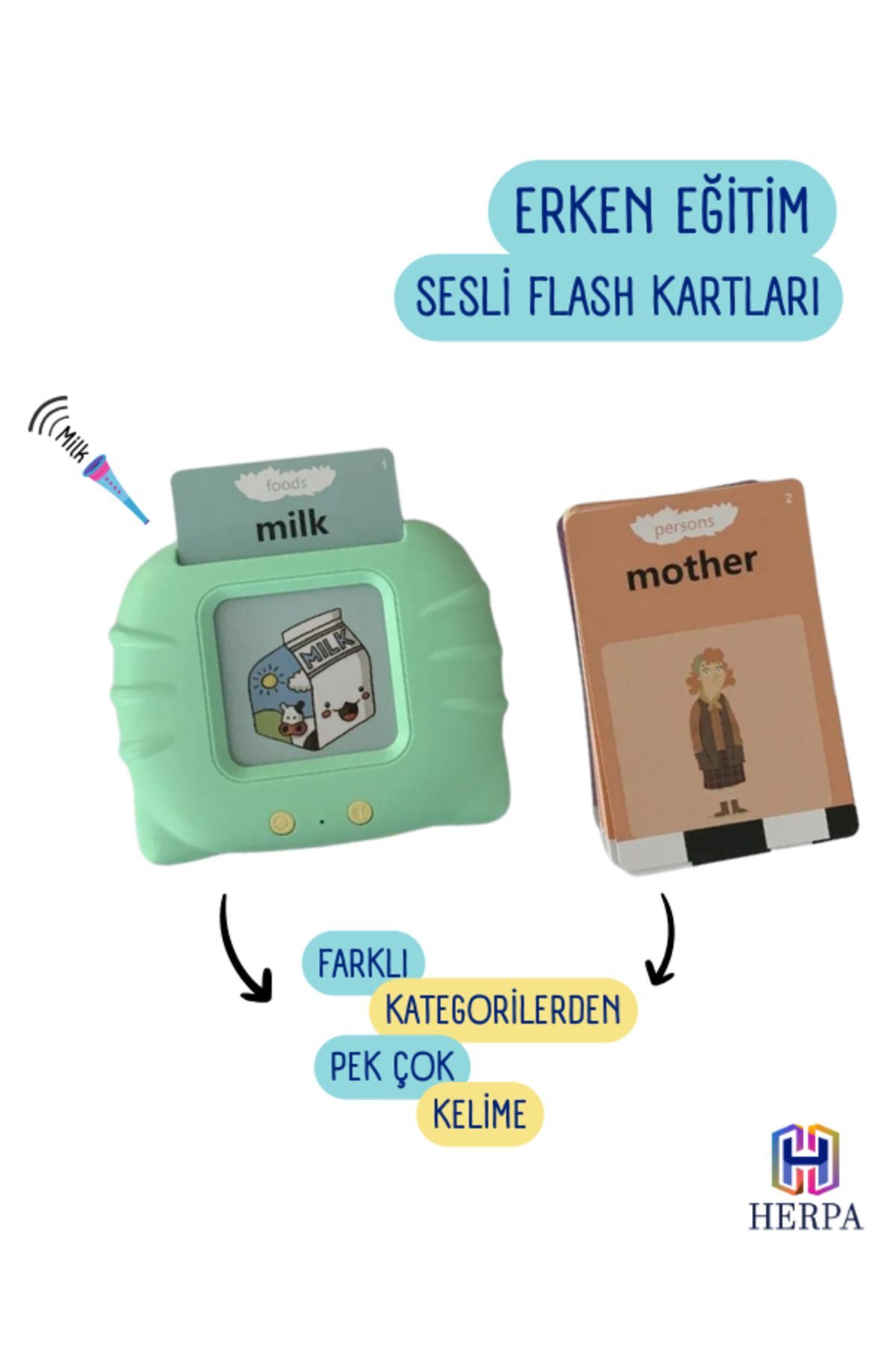 HerpaToys Erken Eğitim Ingilizce-türkçe Sesli Flash Kartları fotoğrafı 2 (önizleme)
