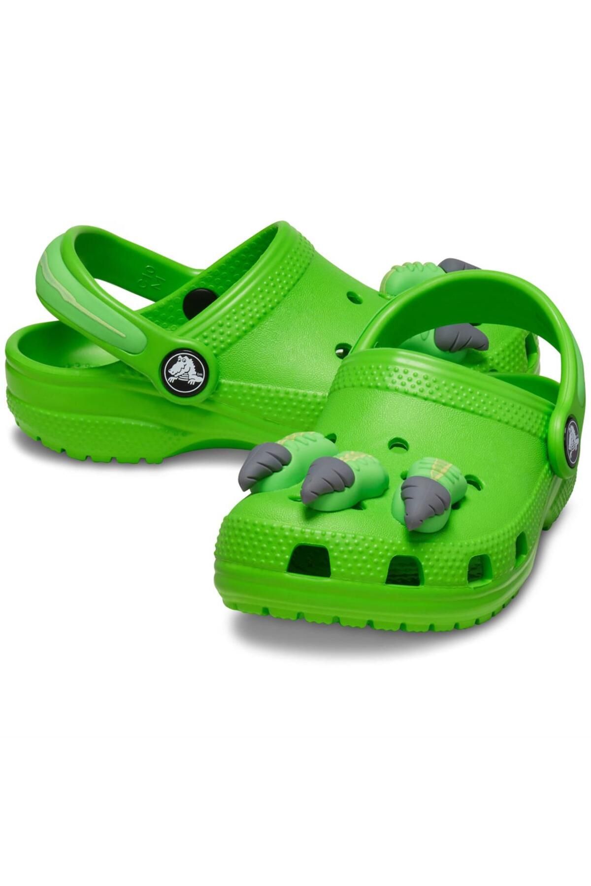 Crocs-Green Kids Slippers - Classic I Am Dinosaur Clog T 2