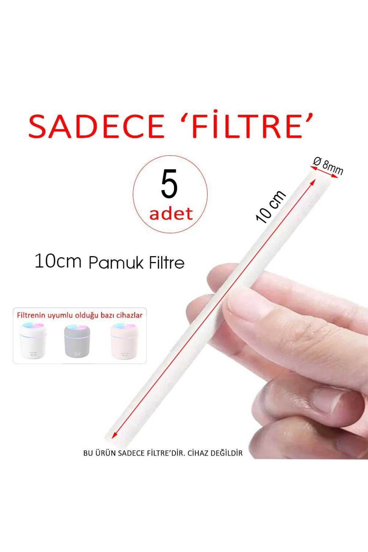 Humidifier Hava Nemlendirici Difüzör Buhar Makinesi Filtresi 5 Adet 10cm