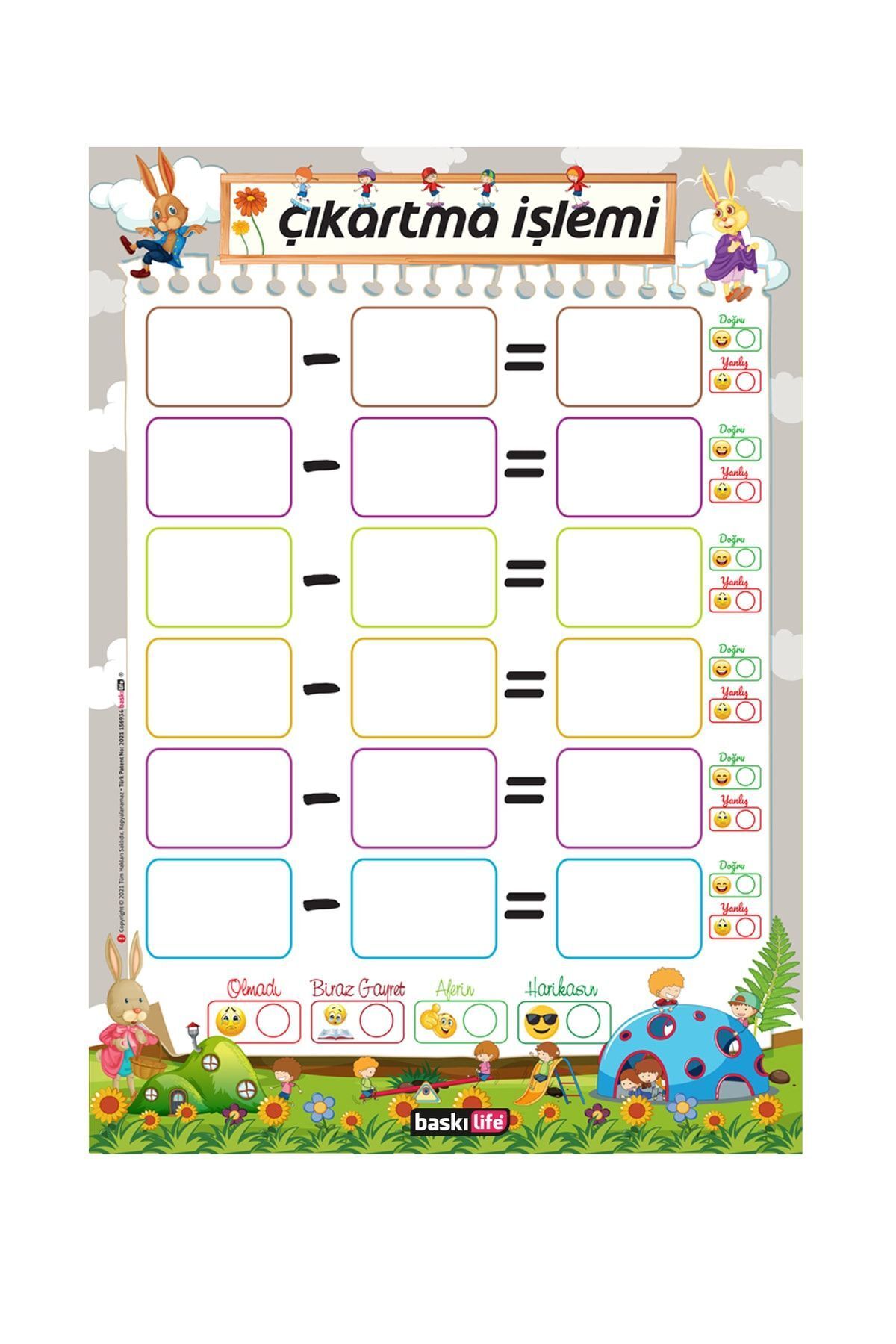 Baskı Life-Summer Delete Set of 5 Fun Division, Multiplication, Subtraction, Addition - A4 PVC Cardboard 4