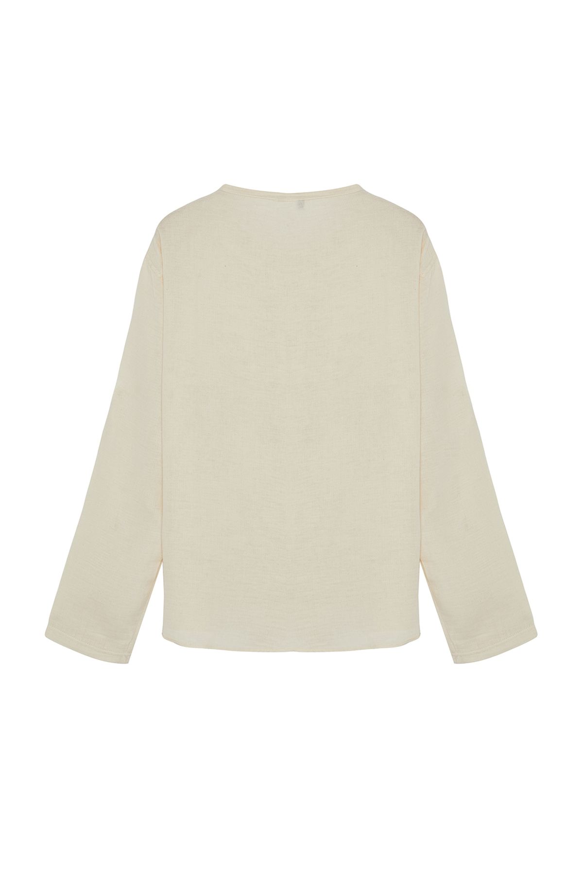 Trendyol Collection-Košile Mušelín Ecru Regular Fit - Null Collar TMNSS24GO00069 2