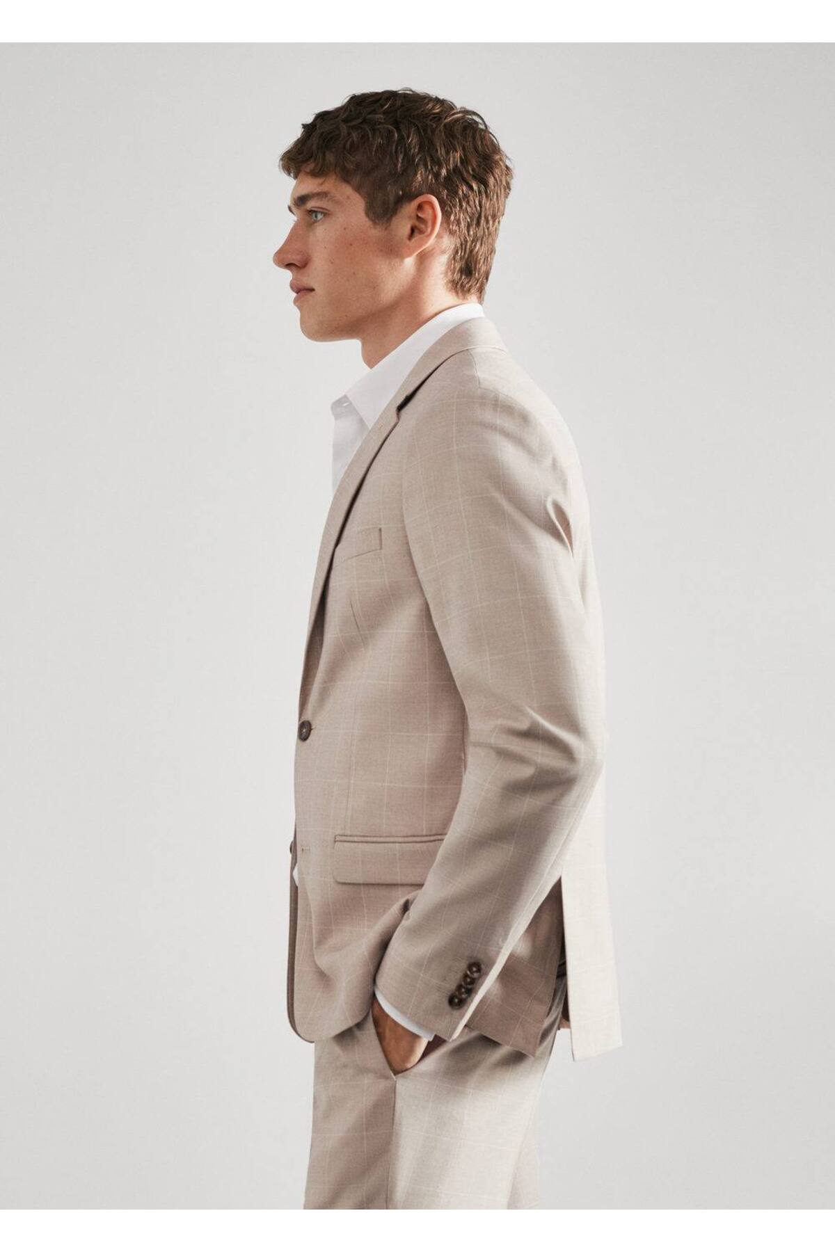 ژاکت مردانه بژ منگو | 57010543 اورجینال - تصویر 7