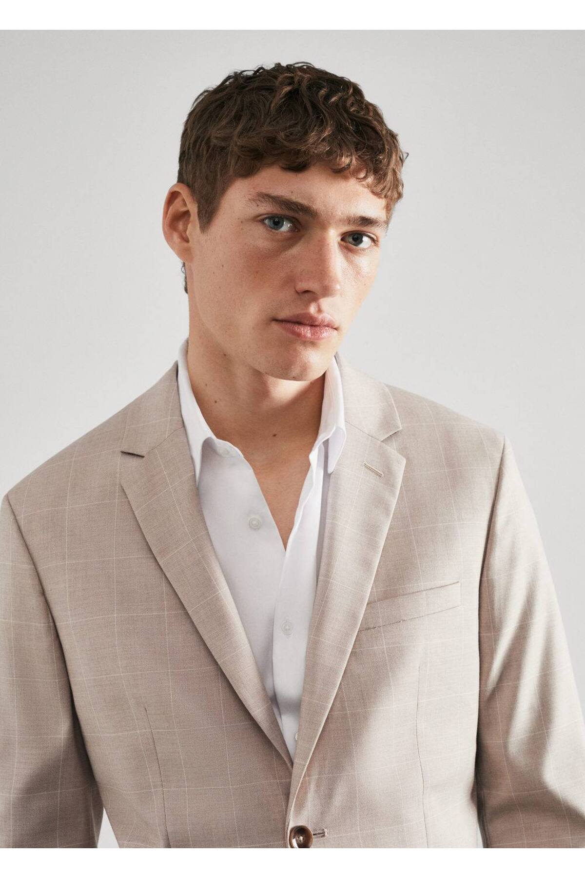 ژاکت مردانه بژ منگو | 57010543 اورجینال - تصویر 5