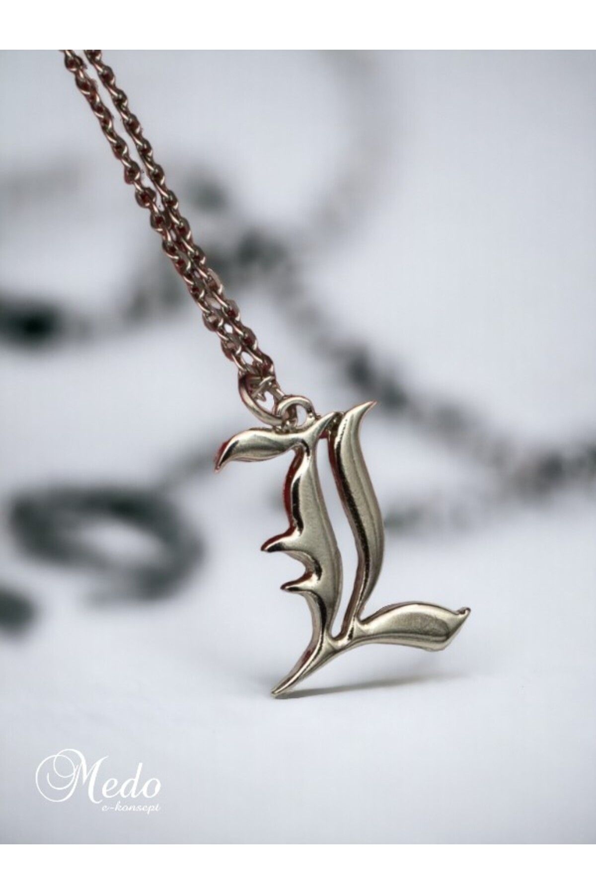 medoekonsept-Death Note L Necklace Ryuzaki Anime Necklace Silver 3