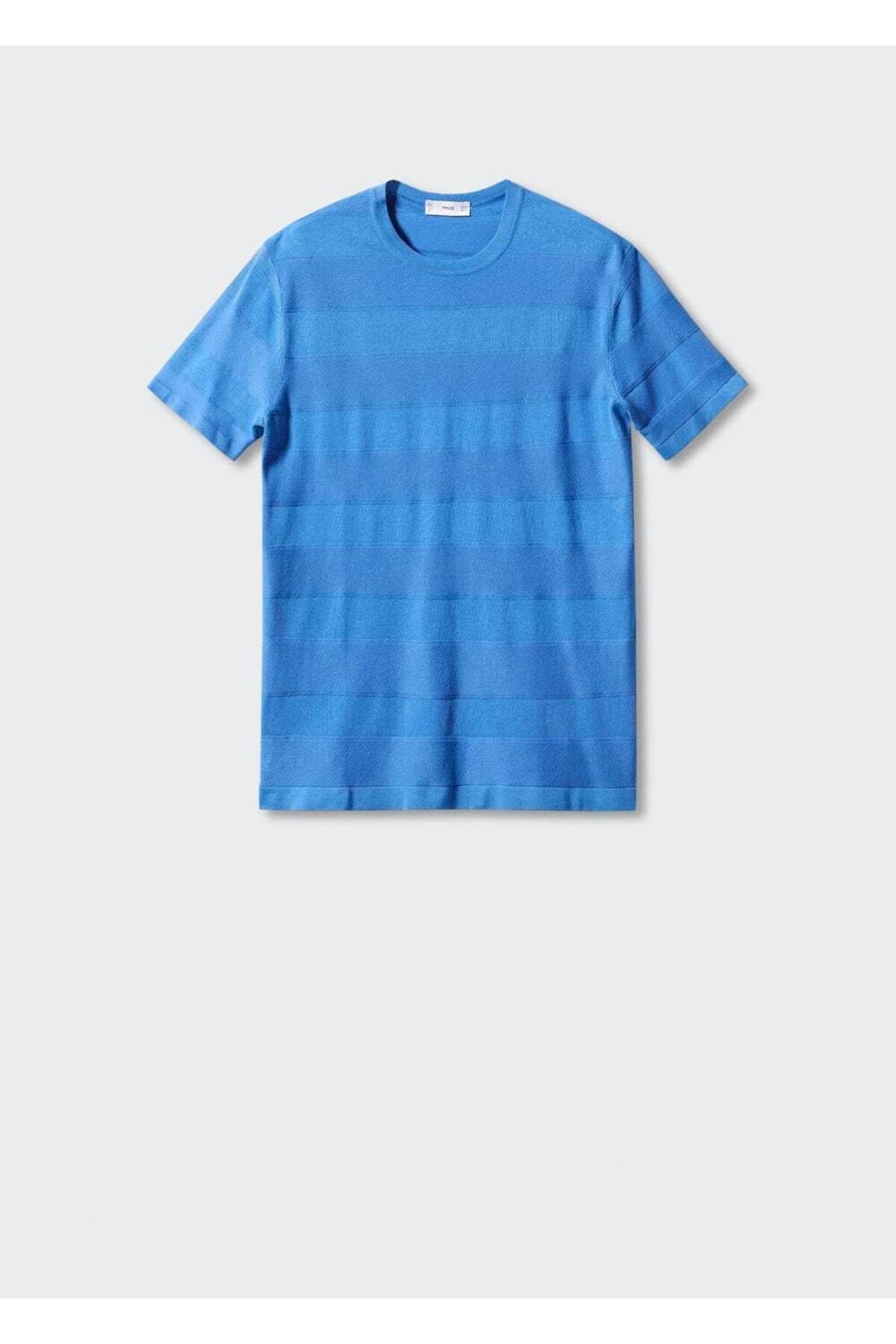 تی شرت آبی مردانه لباس بافتنی پنبه راه t shirt MANGO Man