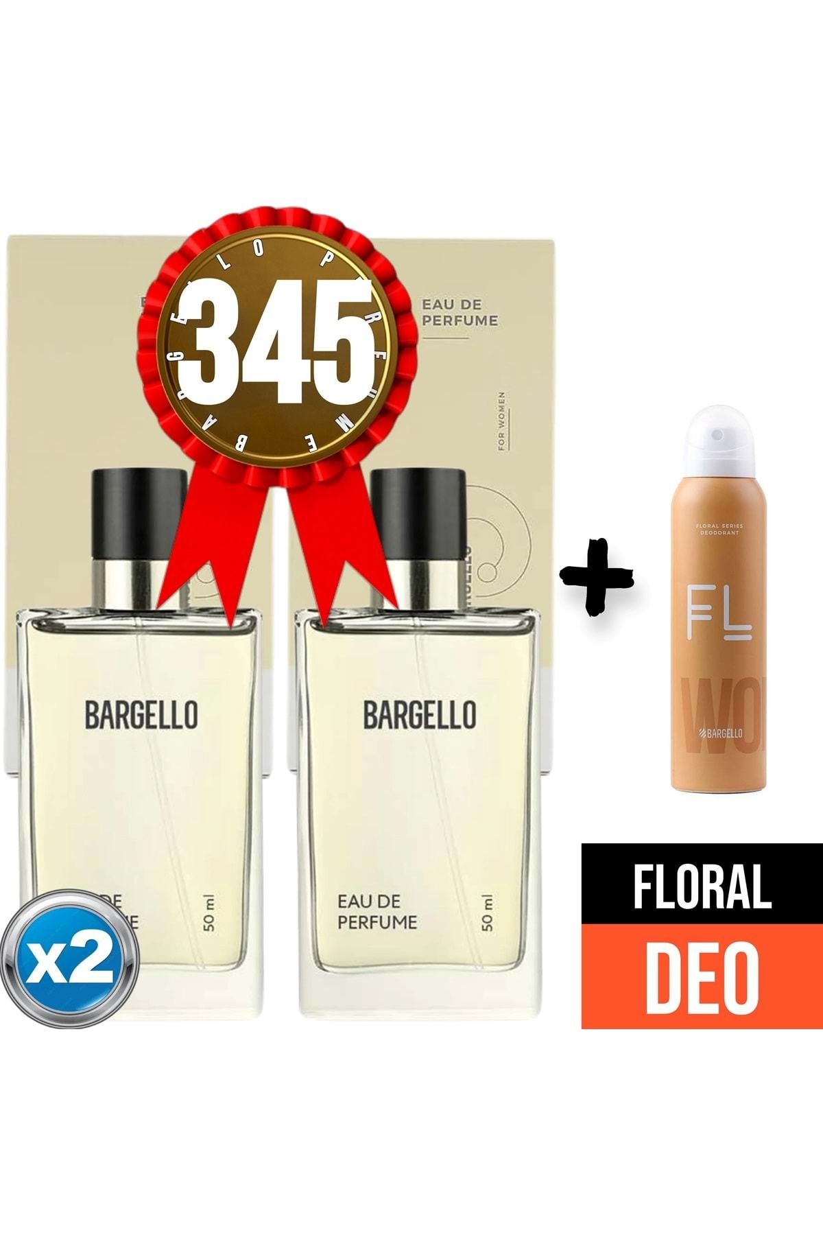 عطر 345x2 (2 عدد) گل 50 میلی لیتر + دئودورانت گل 150 میلی لیتر Bargello