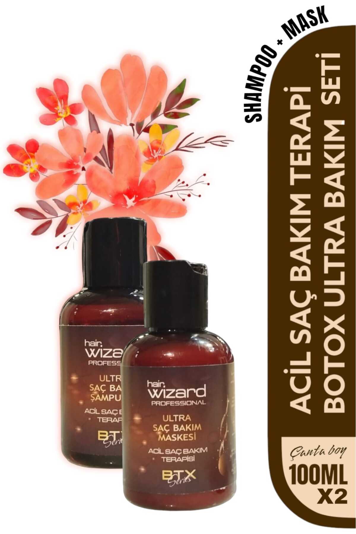HAIR WIZARD Seyahat Tipi Botox Şok Terapi Ultra Saç Bakım Seti Pratik Uygulama Profesyonel Sonuç — ACİL BAKIM 2li SET