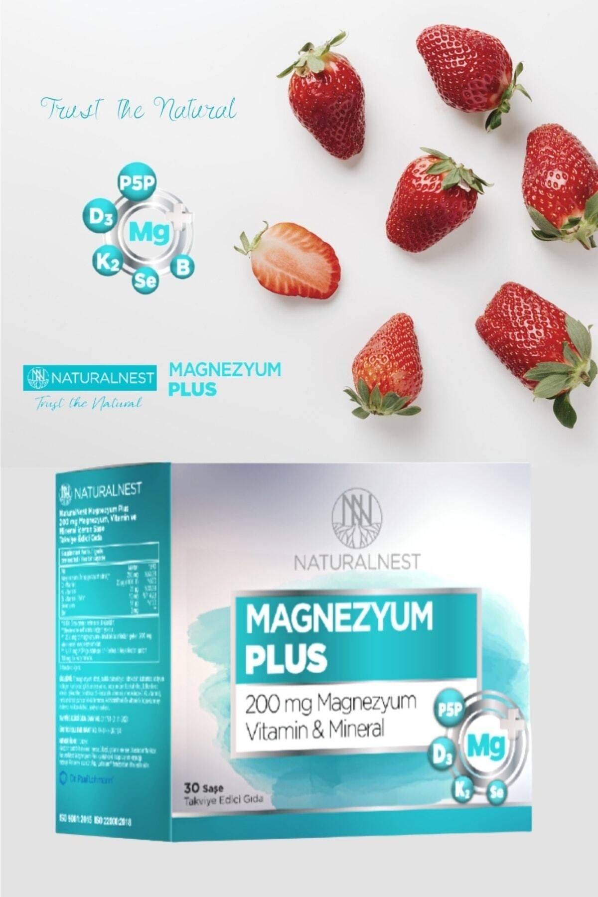 Naturalnest-Magnesium Plus 30 Sachet Magnesium Citrate, P5p (VITAMIN B6), Selenium, Boron, D And K Vit 3