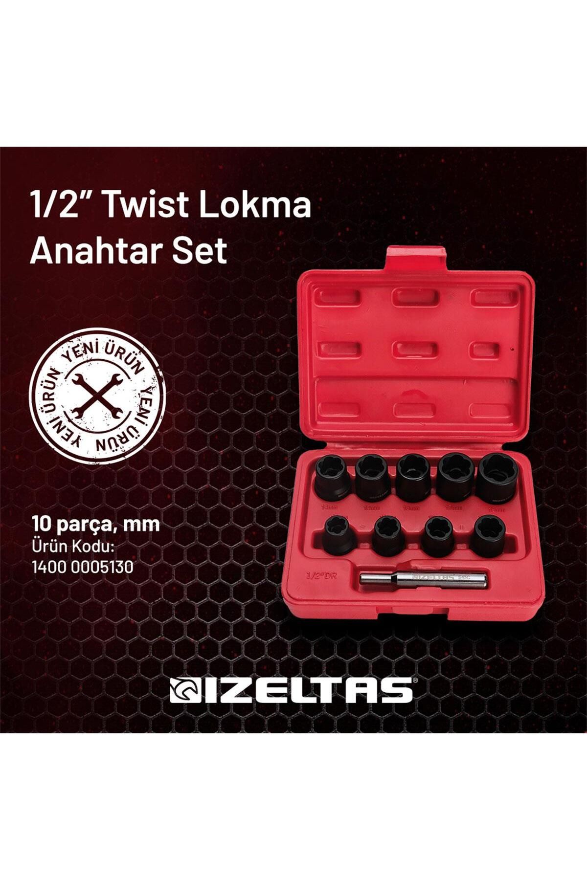 1/2" Twist Lokma Seti Hasarlı Civata, Somun Sökme 10 Parça - 7