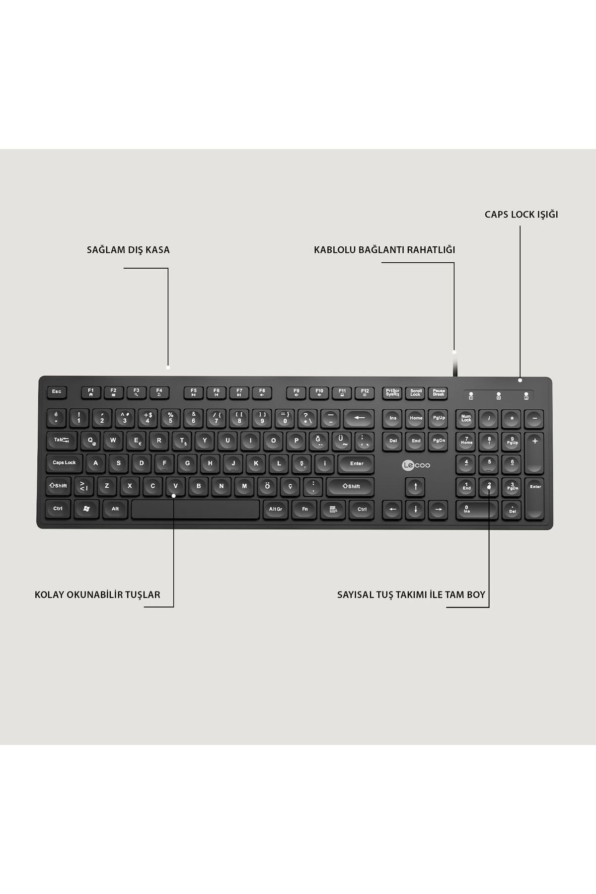 Lecoo KB102 USB Kablolu Türkçe Q Klavye Siyah Fiyatı, Yorumları - Trendyol