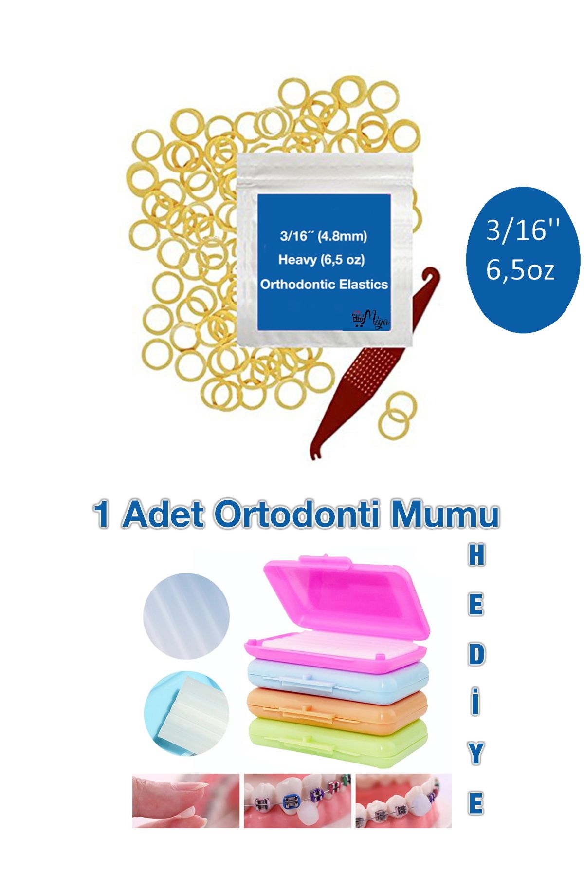 Miya-etic Diş Teli Lastiği 3/16 6.5oz Heavy 4.8 Mm-ağıziçi Lastik Ortodonti Lastiği Ve Takma Aparatı