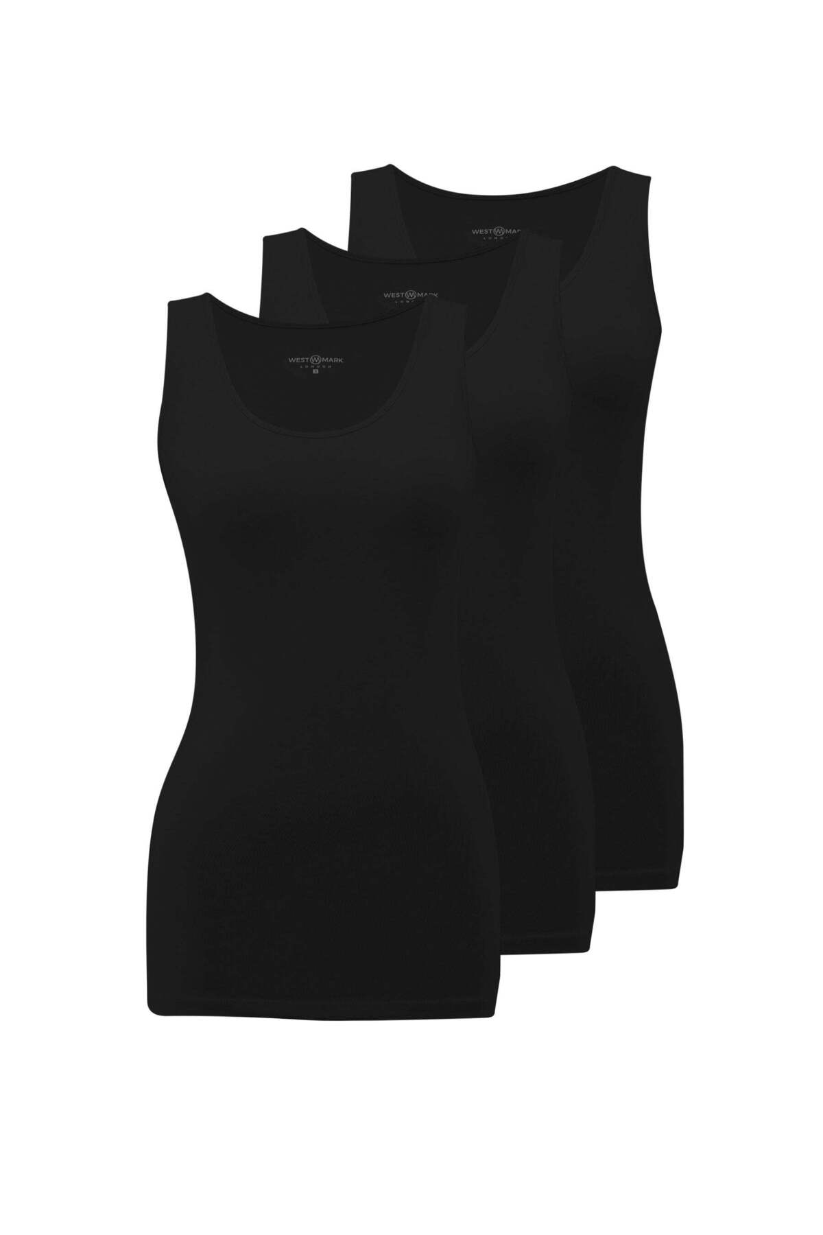 3-Piece White Cotton Elastane Blend Women's Singlet with Rope Strap Olivia singlet