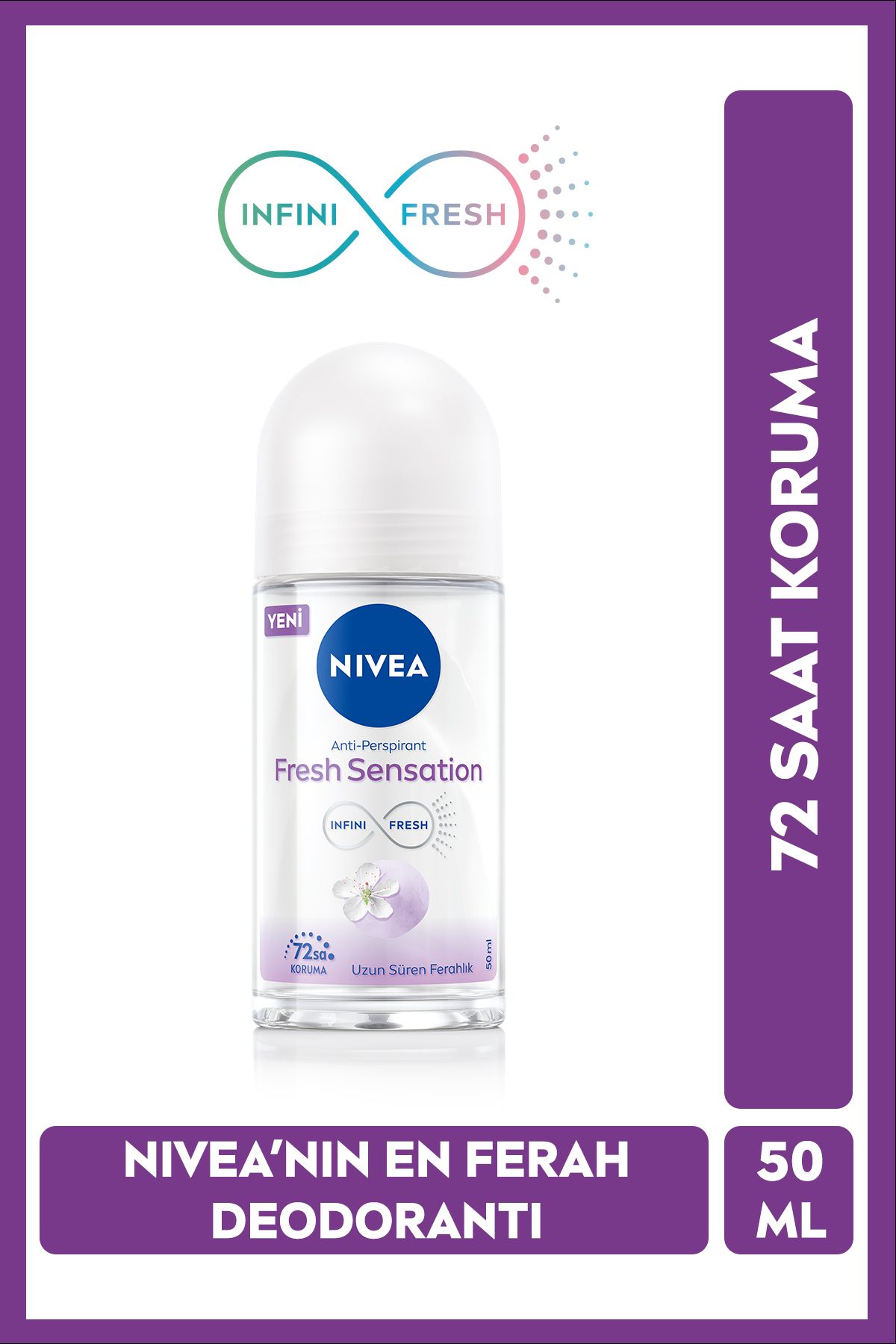 Женский шариковый дезодорант NIVEA Fresh Sensation, 50 мл, защита от запаха пота, 72 часа, свежесть YLD5053