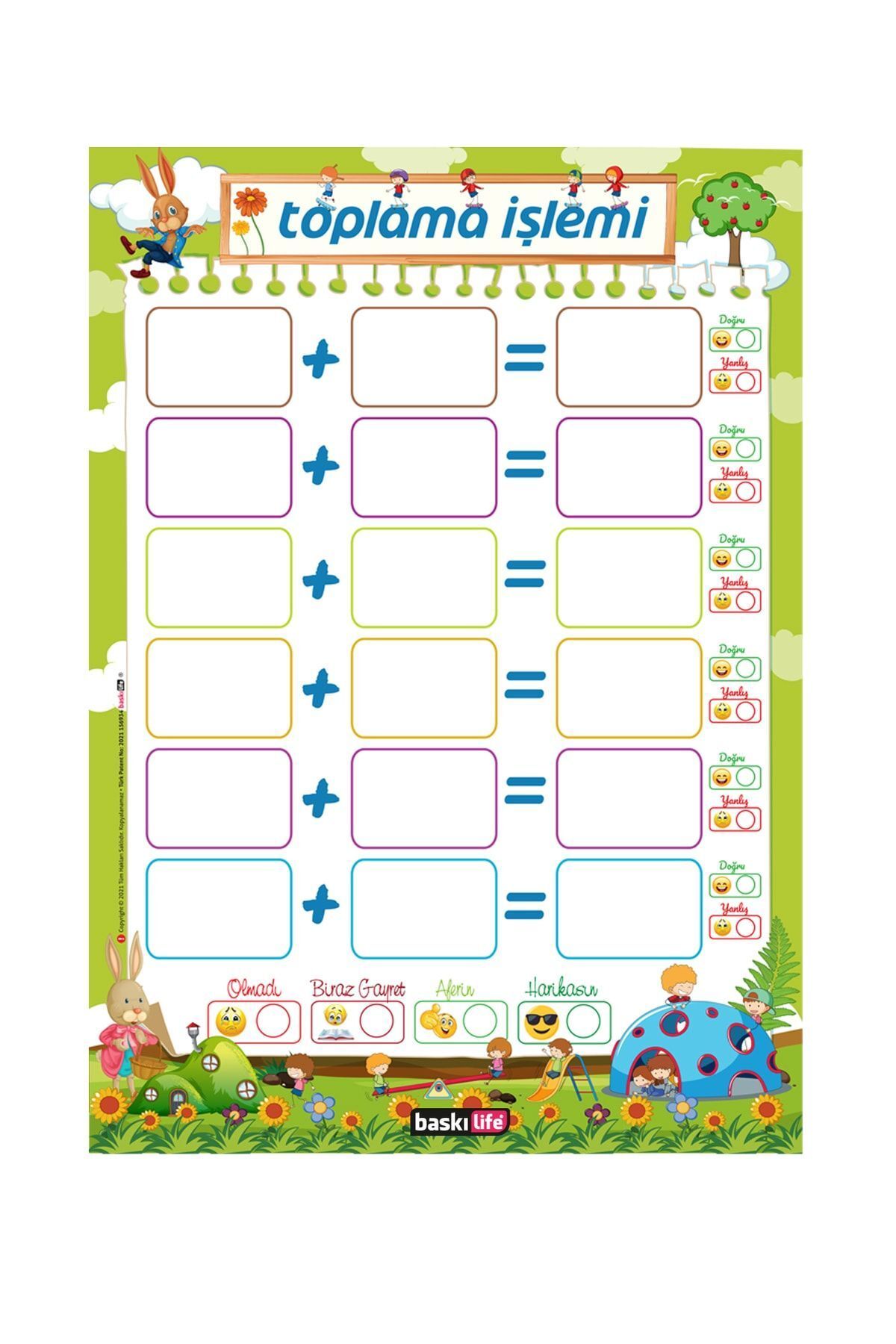 Baskı Life-Summer Delete Set of 5 Fun Division, Multiplication, Subtraction, Addition - A4 PVC Cardboard 5