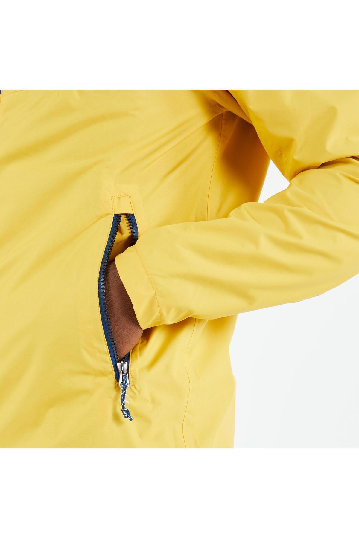 کاپشن ورزشی زرد مردانه كاپشن ضد آب مدل tribord Decathlon