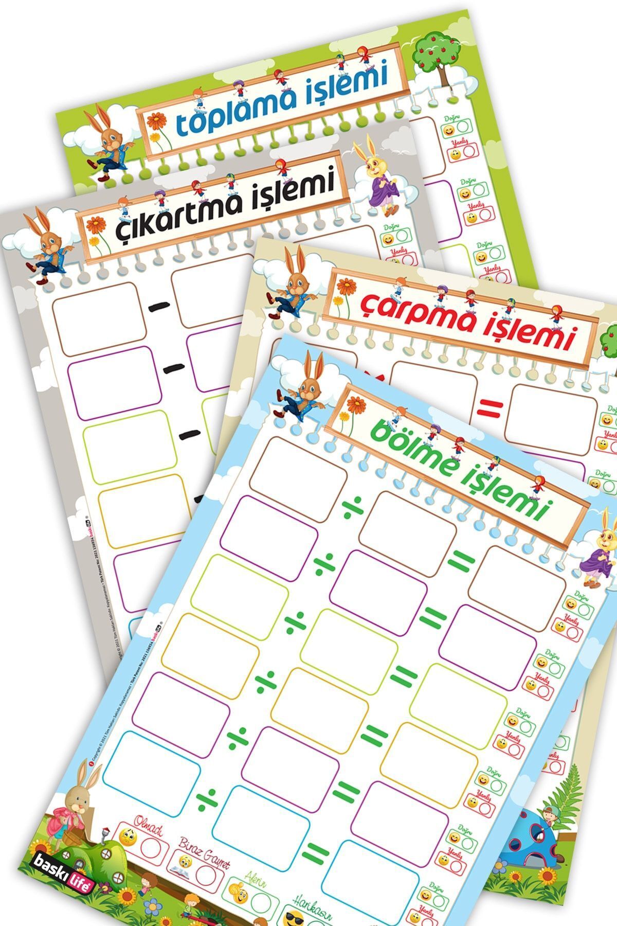 Baskı Life-Summer Delete Set of 5 Fun Division, Multiplication, Subtraction, Addition - A4 PVC Cardboard 1
