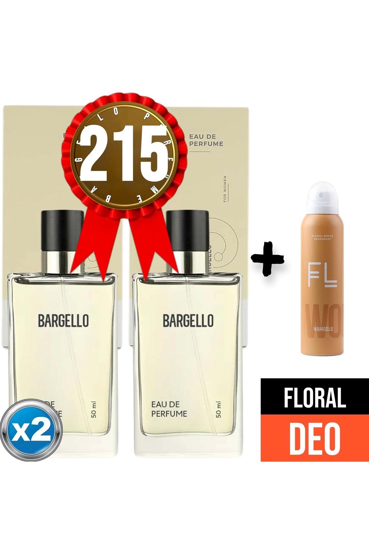 عطر 215x2 (2 عدد) گل 50 میلی لیتر + دئودورانت گل 150 میلی لیتر Bargello