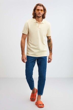GRIMELANGE Morgan Erkek Regular Kal p 100 Pamuk Pembe Polo Yaka T shirt