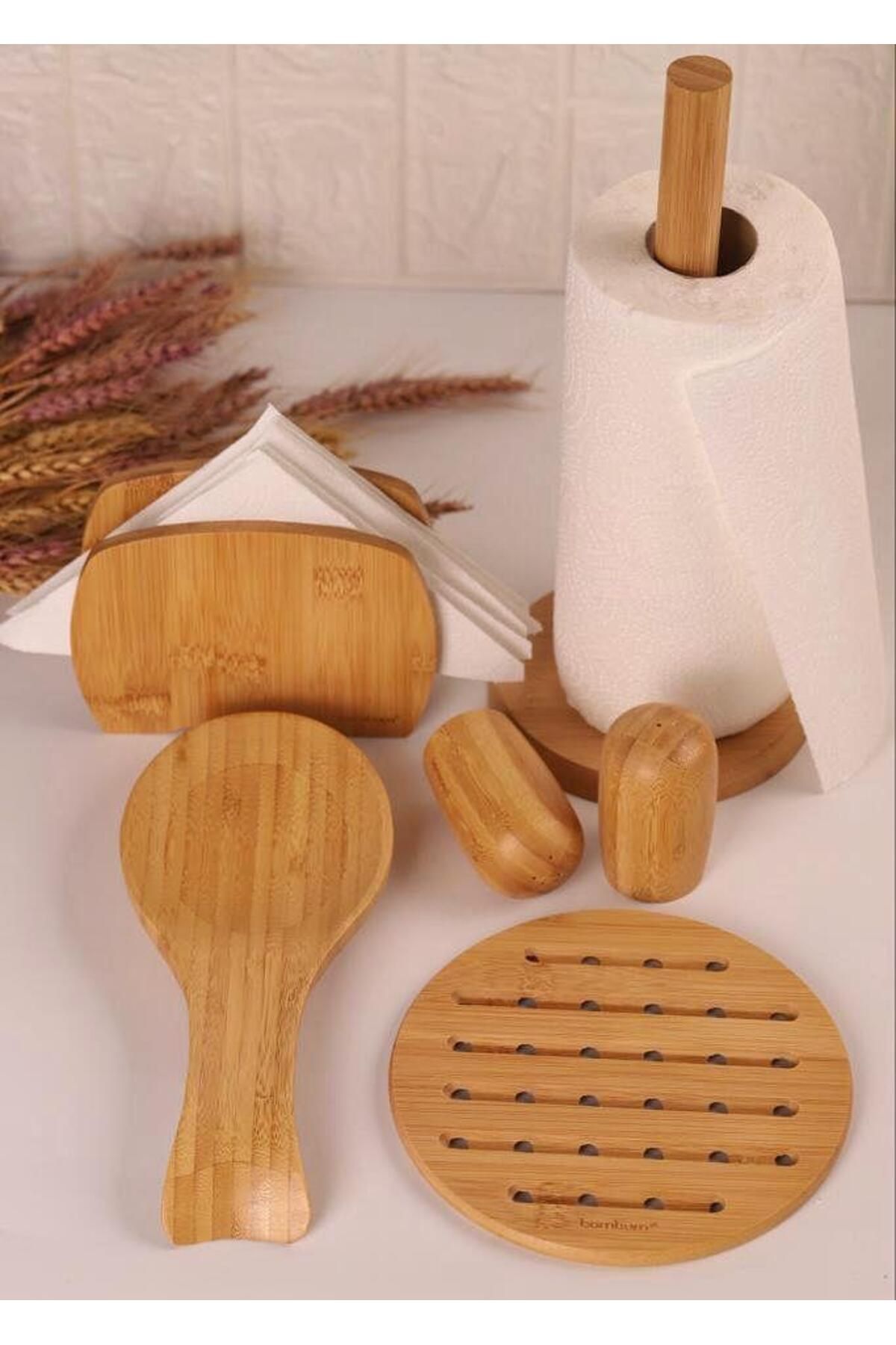 Bambum 6 Parça Tezgah Üstü Pratik Mutfak Seti - Yemek Hazırlama Servis Seti Atbyhome0327