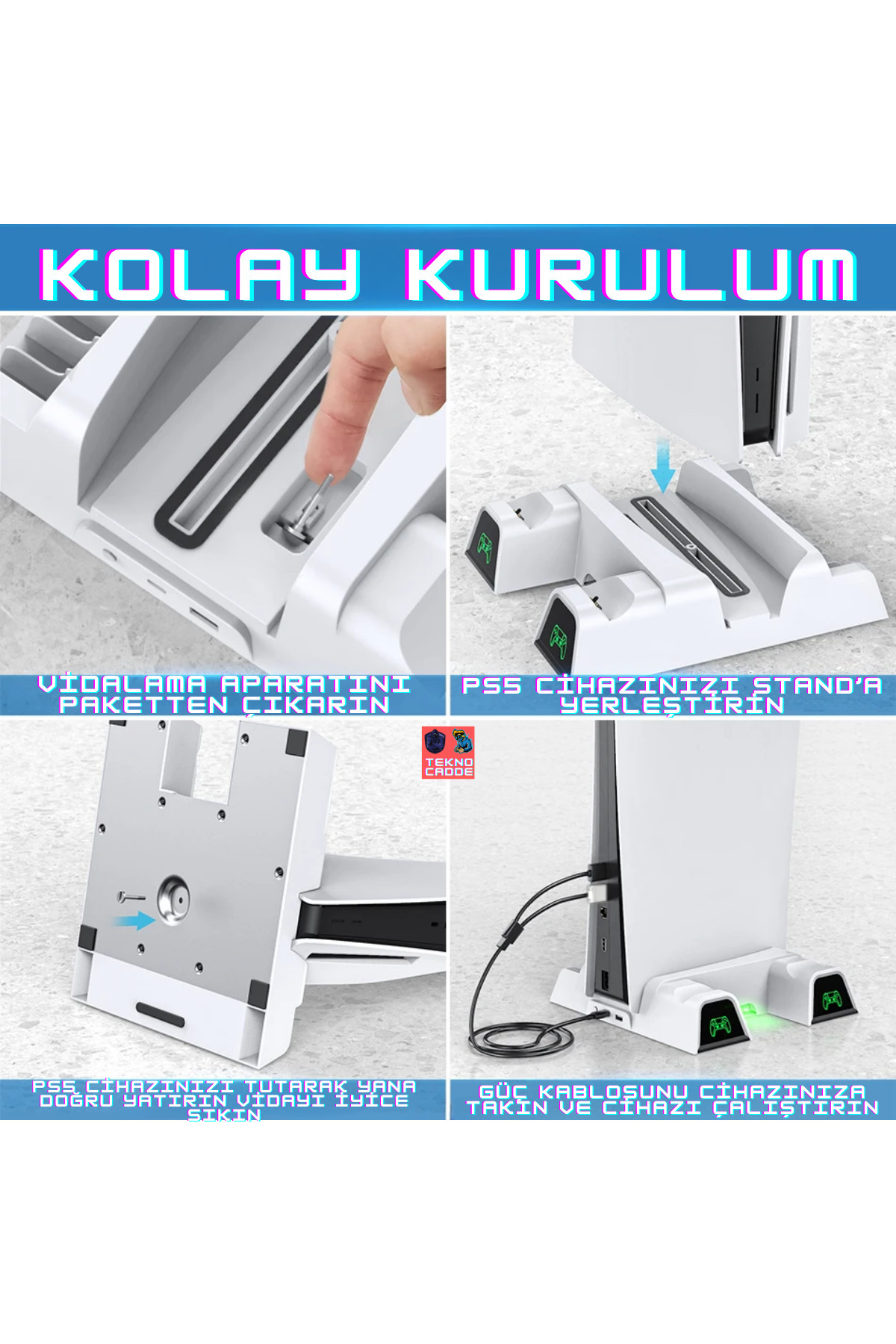 IV-P5235 Multifonksiyonel Ps5 Disk/Ps5 Dijital Uyumlu LED Şarj Stand Soğutucu Fan 3