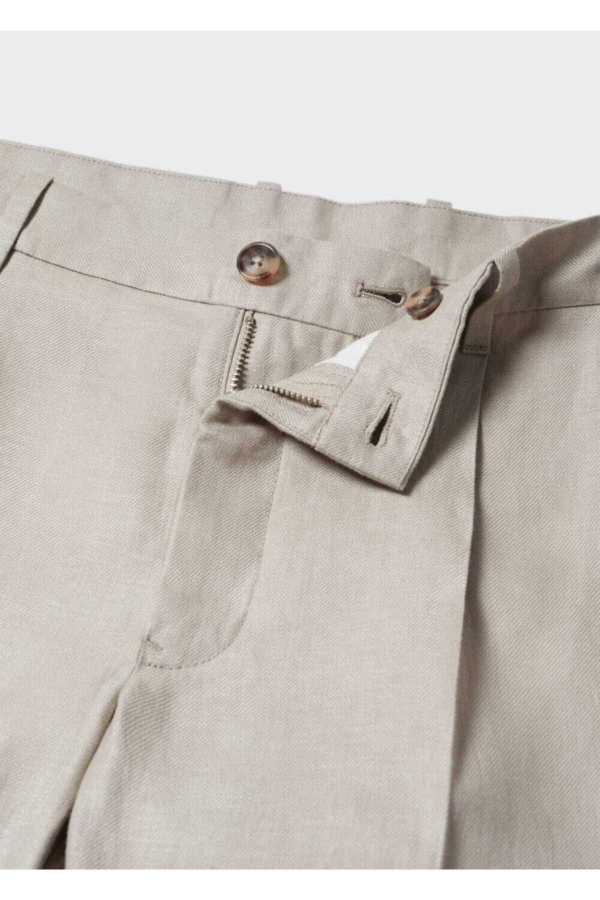 MANGO Man-100% linen regular fit trousers 6