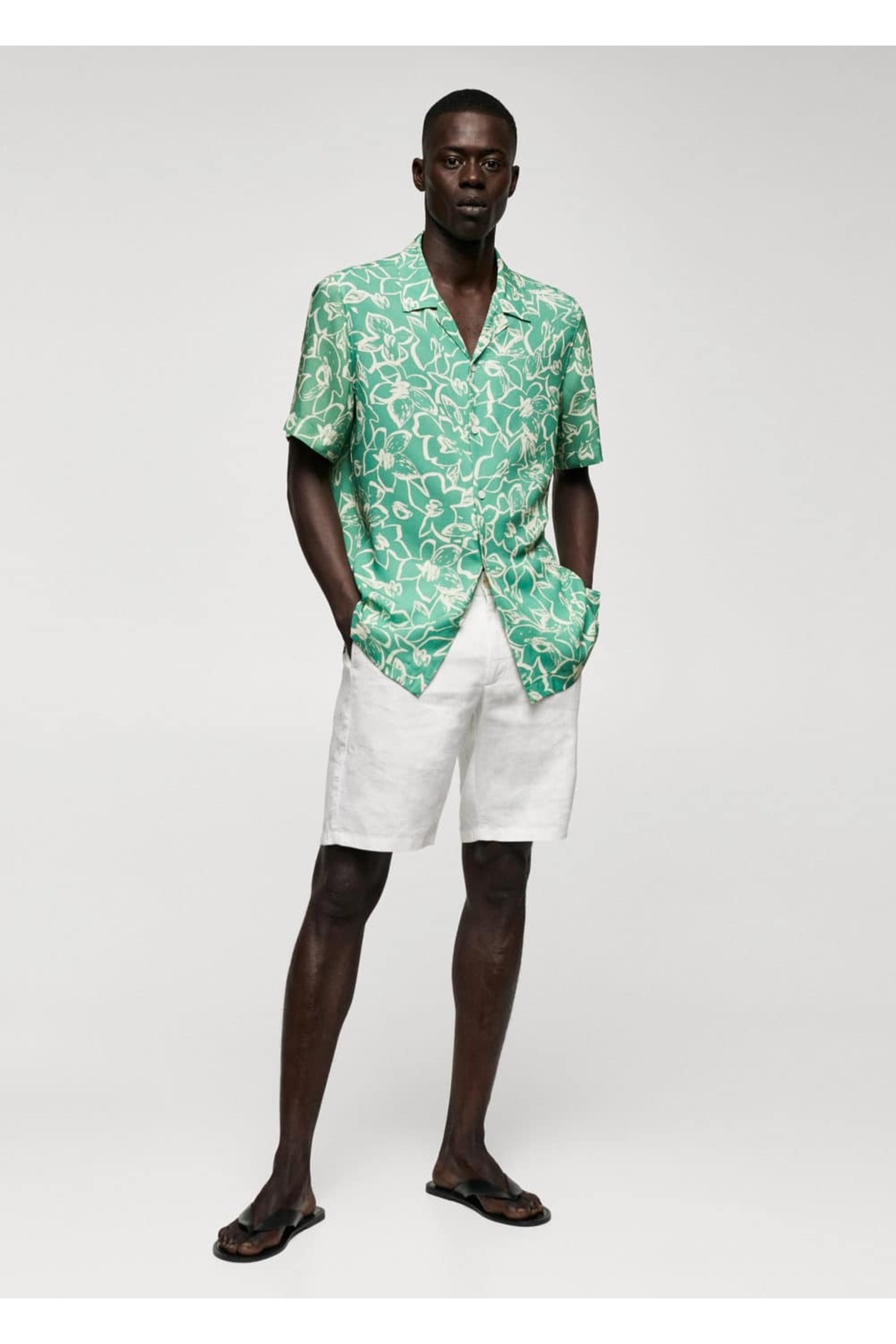 پیراهن مردانه سبز منگوMANGO Man | 57040787 اورجینال - تصویر 2