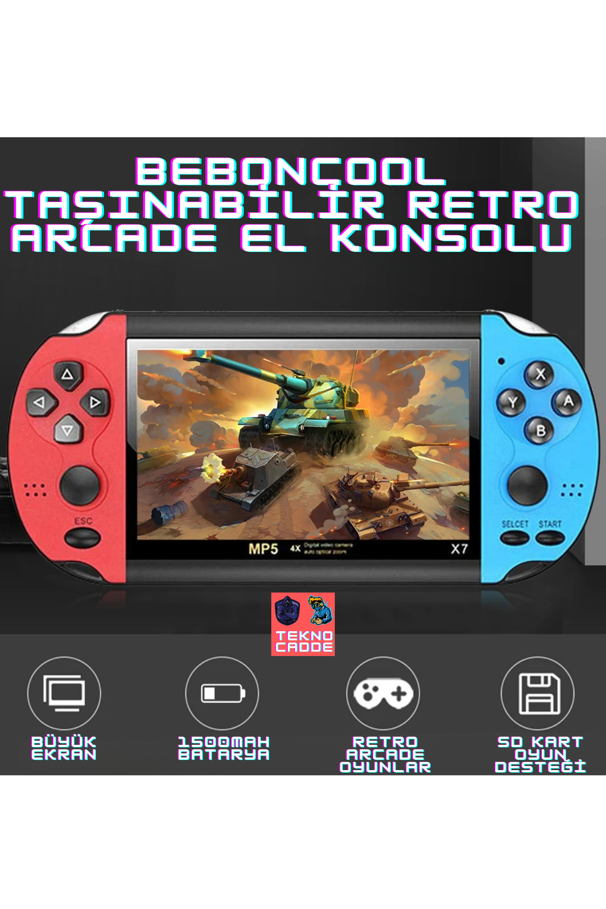 X-1 3000+ Oyunlu 4.3inç HD EKRAN Retro Arcade Taşınabilir El Konsolu Atari 2