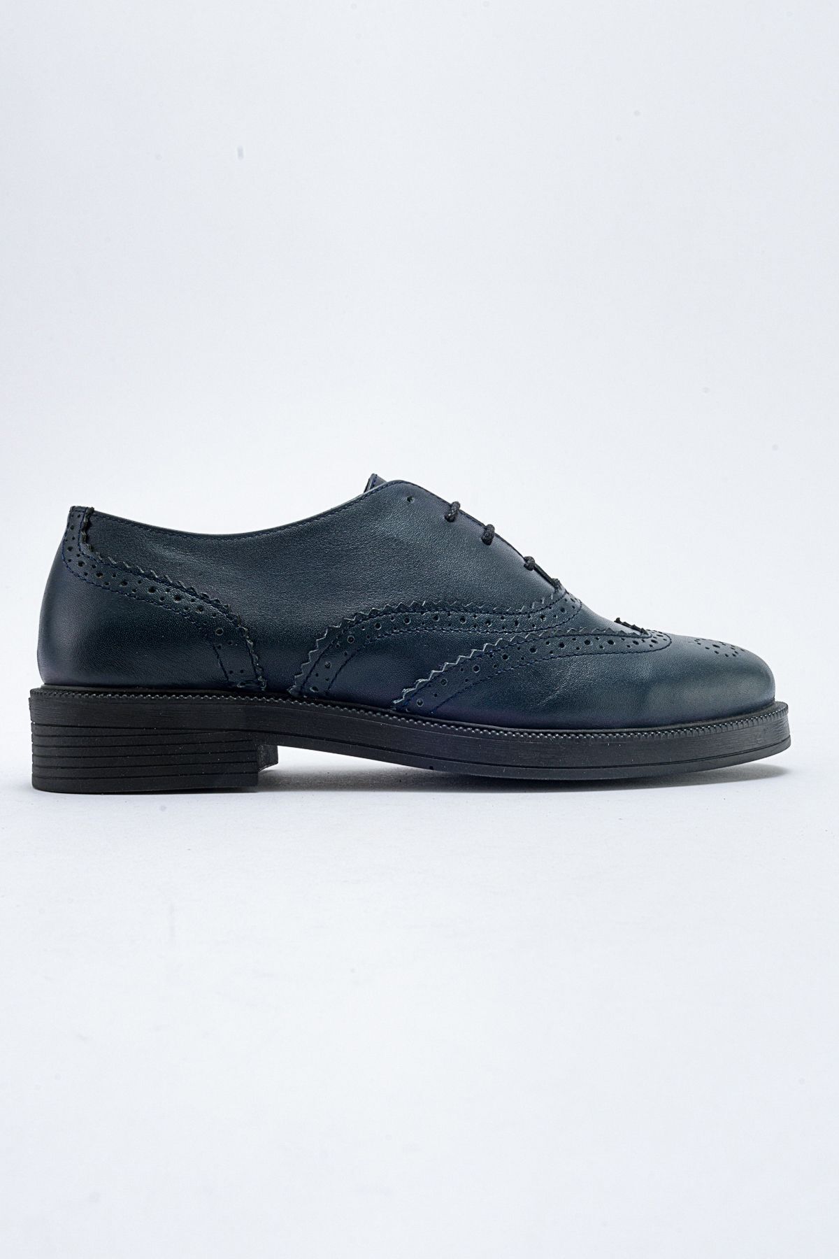 GNS Shoes-Genuine Leather Navy Blue Lace-Up Oxford Women's Shoes 7