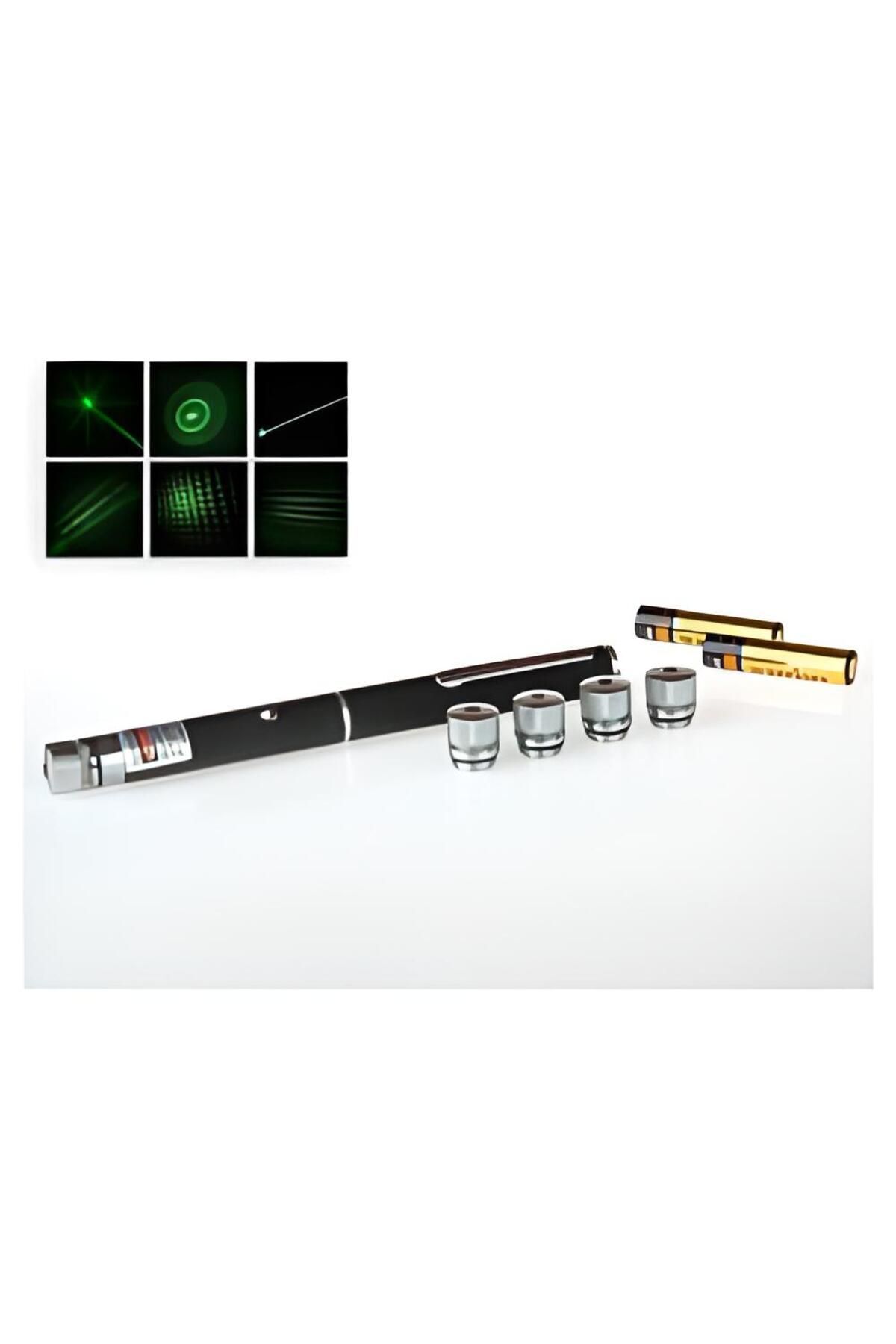 Yeşil Lazer Pointer 50 Mw 15 Km Etkili 5 Başlıklı Pilli Işık Fener - 2