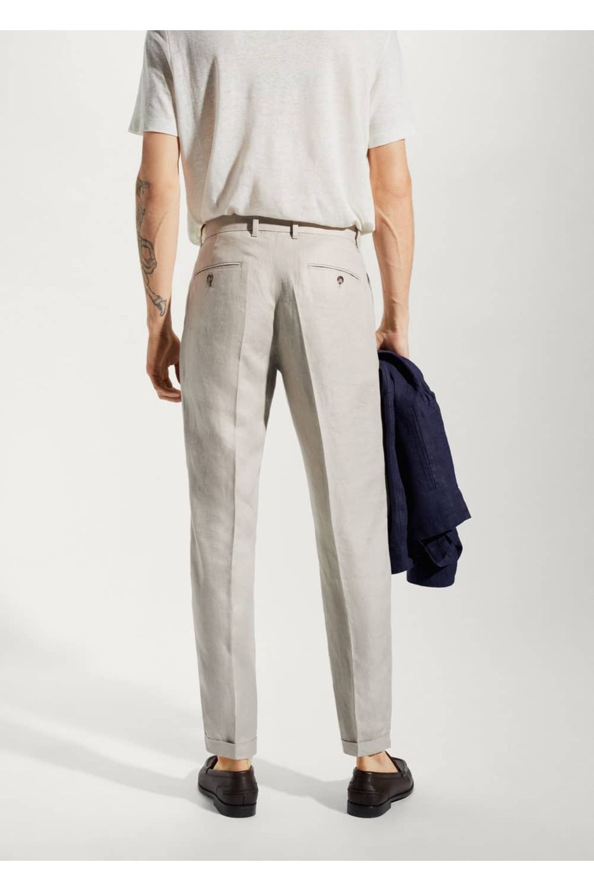 MANGO Man-100% linen regular fit trousers 4