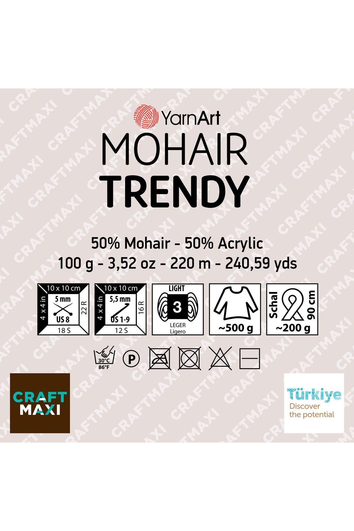 Yarnart-Mohaır Trendy - Ață de tricotat manual Albastru deschis-107 2