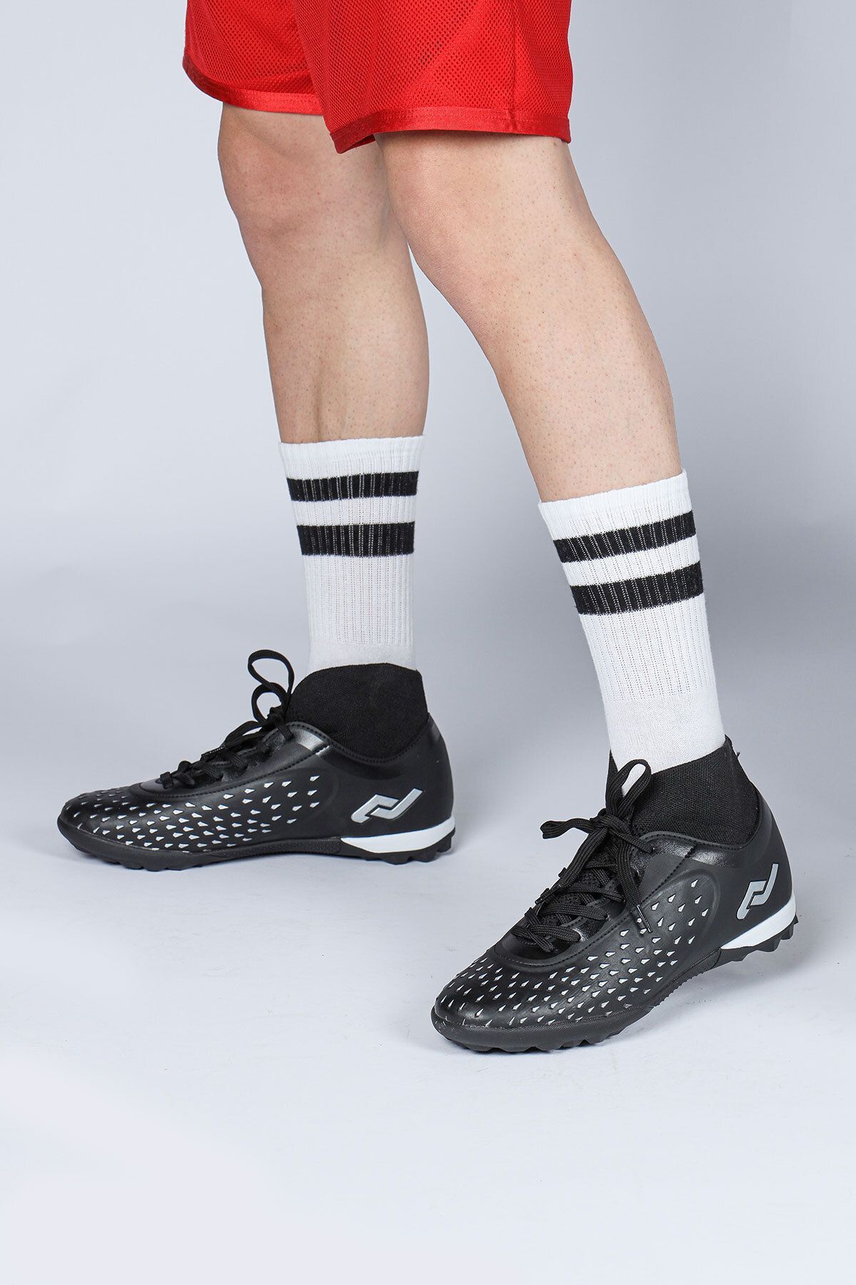 Jump-29673 Negru - Gri Pantofi de fotbal cu crampoane pentru gazon artificial 3