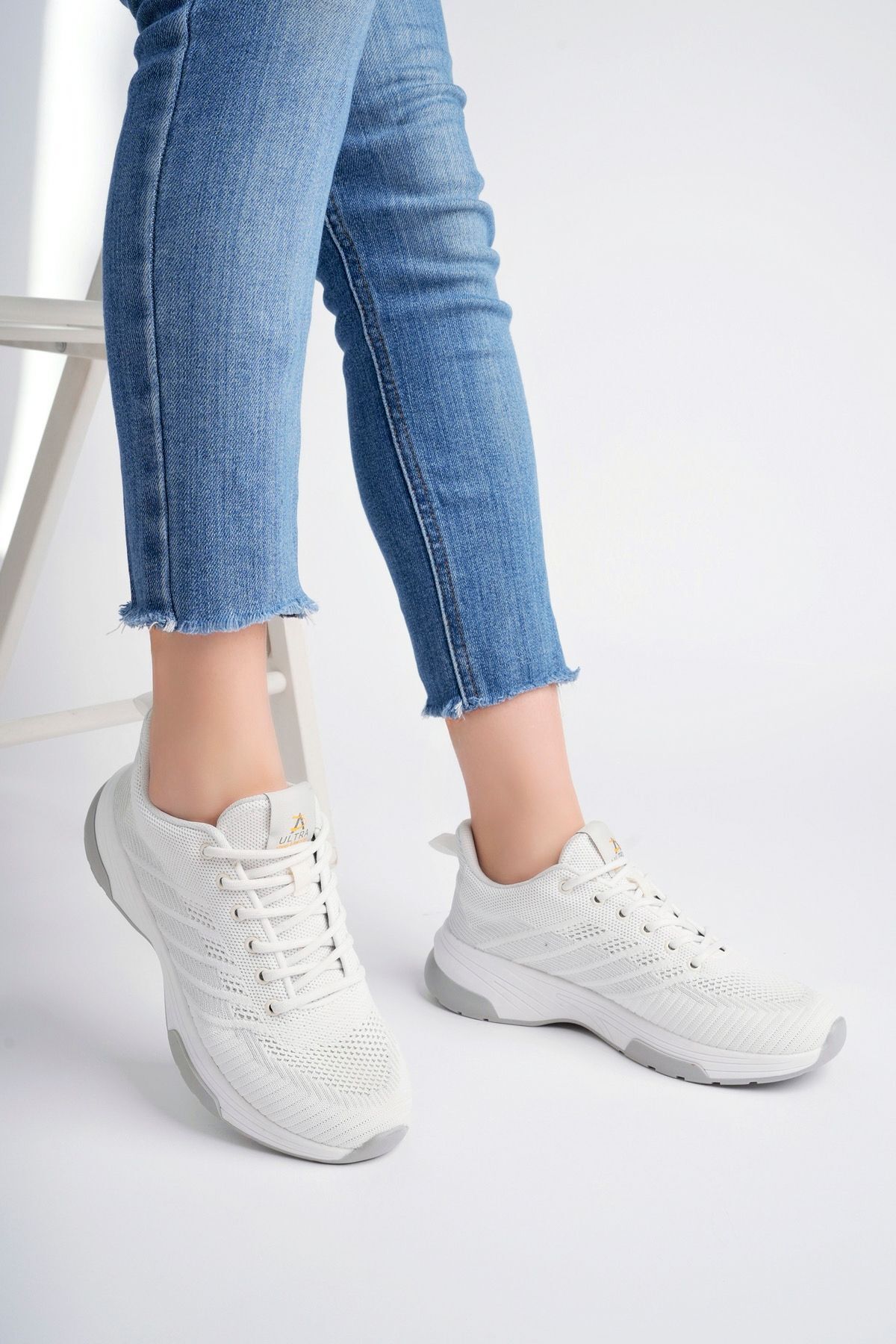 pasyone-White Women's Knitwear Casual Sneaker Shoes 3