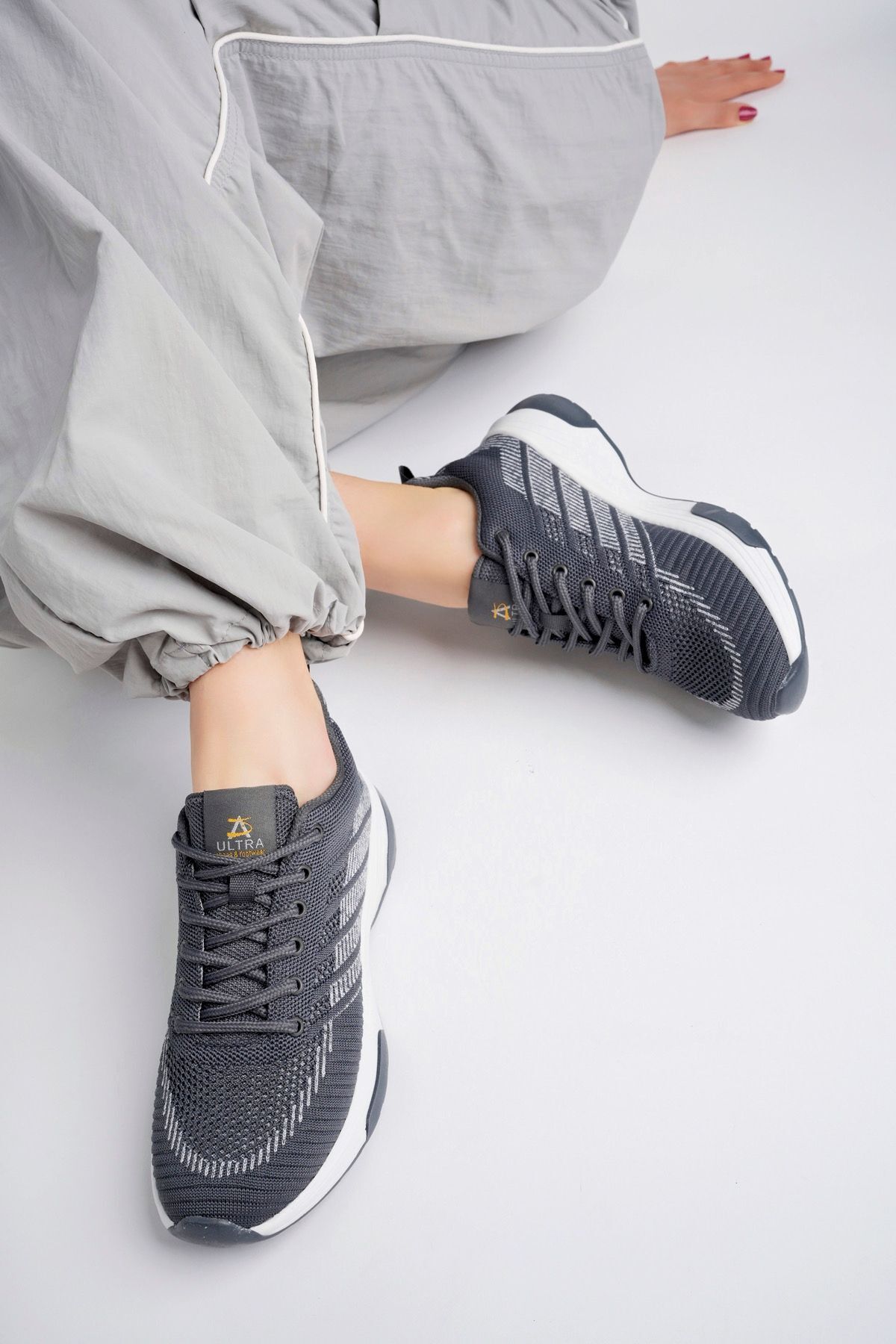 Gray Women's Knitwear Casual Sneaker Shoes
