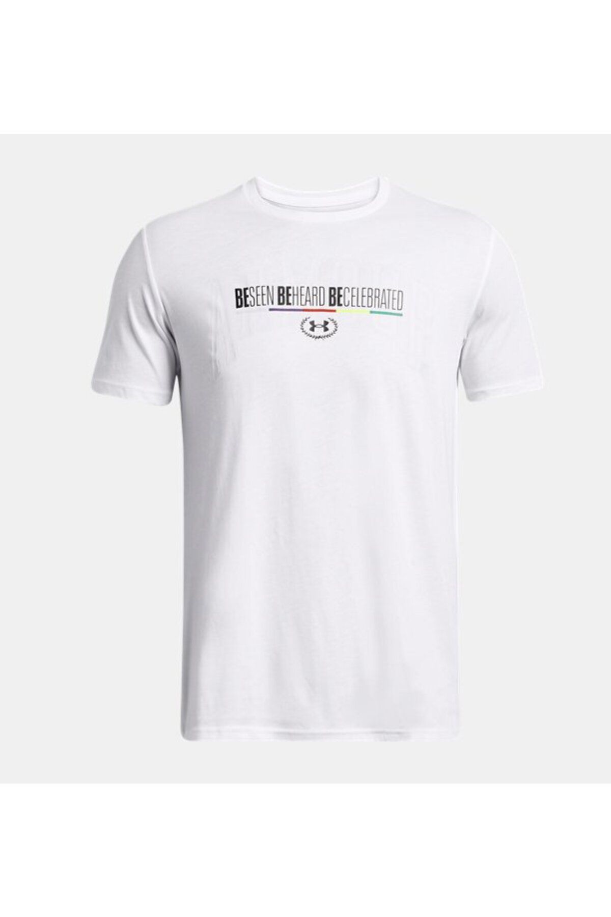 تی شرت ورزشی سفید مردانه آستین کوتاه تاریخ سیاه و UA در سال 100 Under Armour